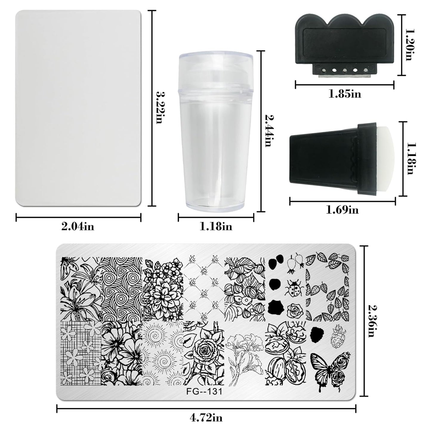 AddFavor Nail Stamper Kit 7pcs Nail Stamping Plates Flower Geometric Mandala Animal Image Nail Stencils with 2 Stamp and 2 Scraper for Home Salon Manicure Design Supplies Tools