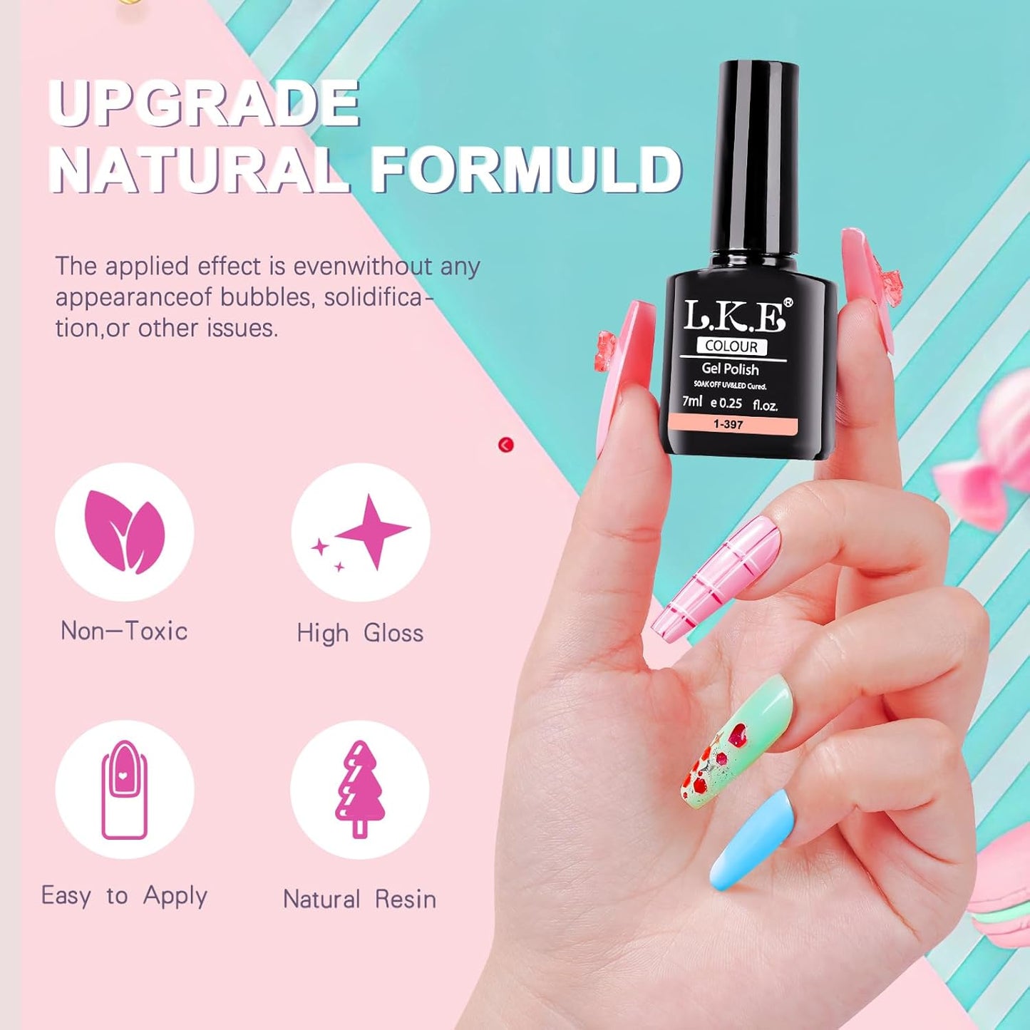 LKEE Gel Nail Polish Kit with U V Light 108W, 65 Pcs Gel Nail Polish Set All Season Gels Nail Kit Essential Manicure Tools for DIY Nails Art Gifts for Women (36KIT-color 2)