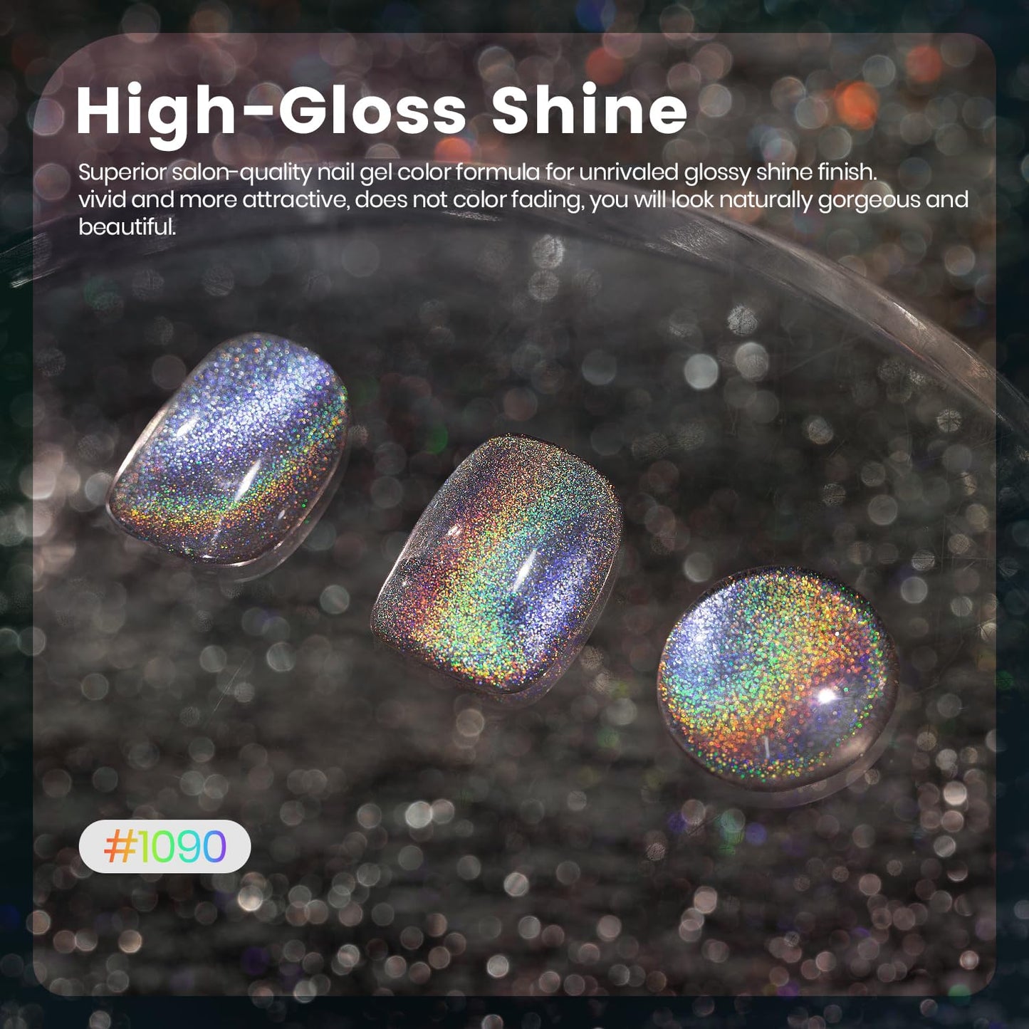 RARJSM Holographic Rainbow Aurora Cat Eye Gel Nail Polish Blue Purple Laser Iridescent Glitter Sparkle Cat Eye Gel Polish with Magnet Stick Soak off UV LED Curing Requires Home Salon Diy Nail Art