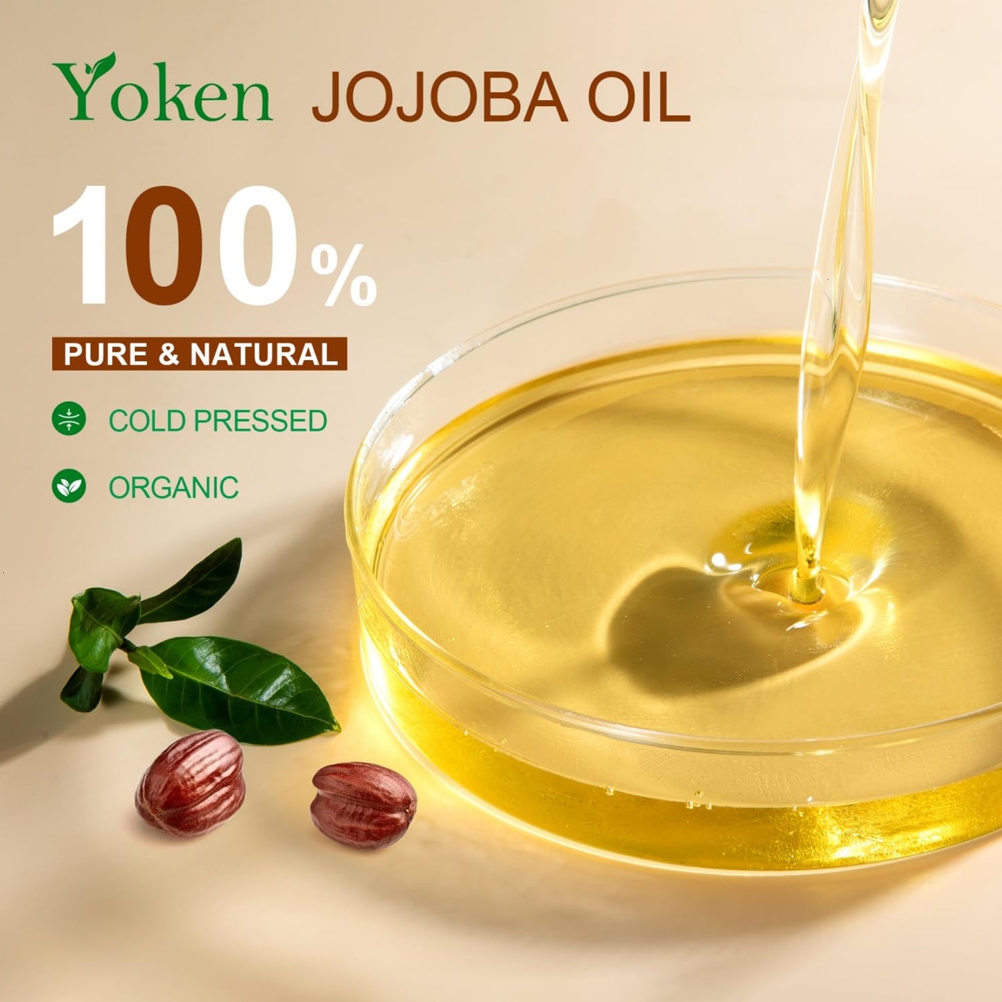 Yoken 1 Gallon Jojoba Oil EWG Verified - 100% Pure Jojoba Oils Bulk Cold Pressed Unrefined Hexane Free Virgin Golden jojoba Carrier Oil for Hair Skin Massage DIY Natural Body Moisturizer