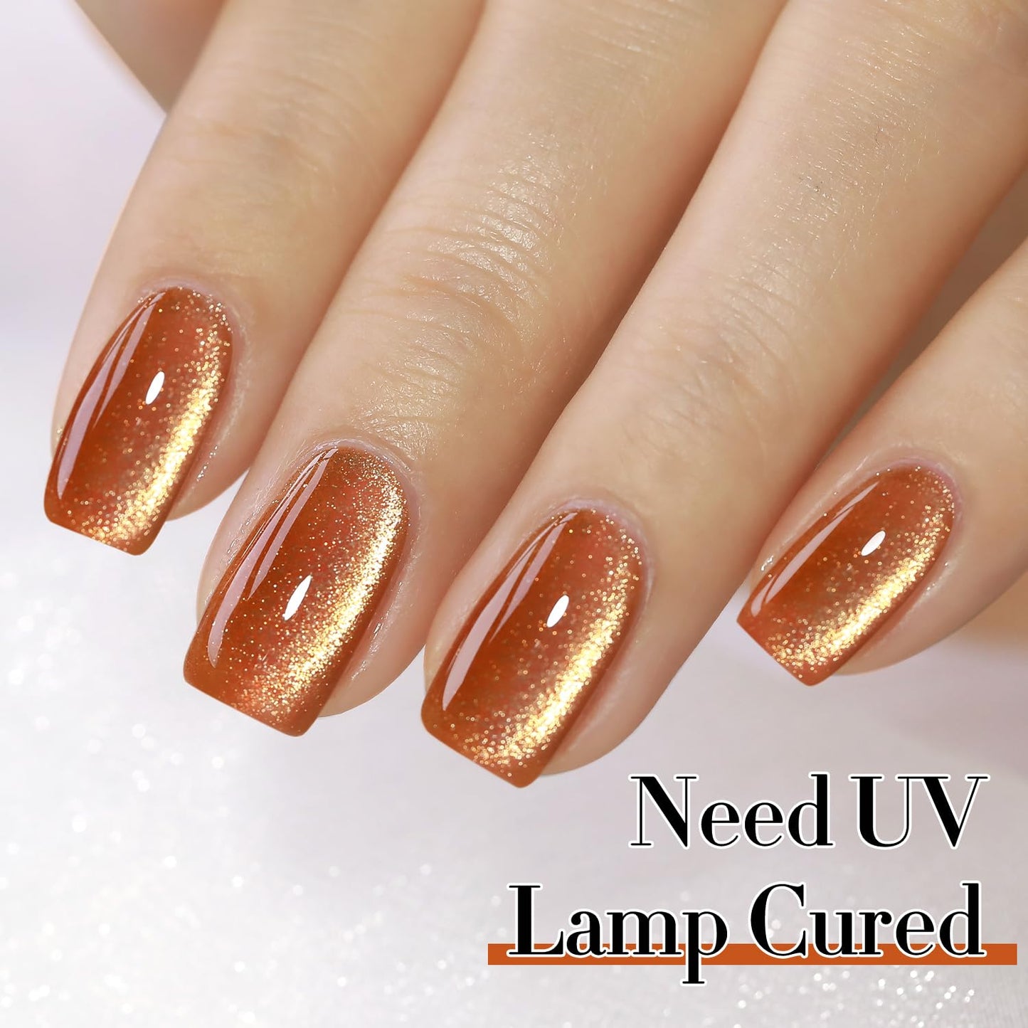 Double Rhythm 0.5 OZ Cat Eye Gel Polish with Magnet 15ML Holographic Glitter Shimmer Translucent Jelly Color Magnetic Gel Polish Salon DIY at Home (Brown-MC1030)