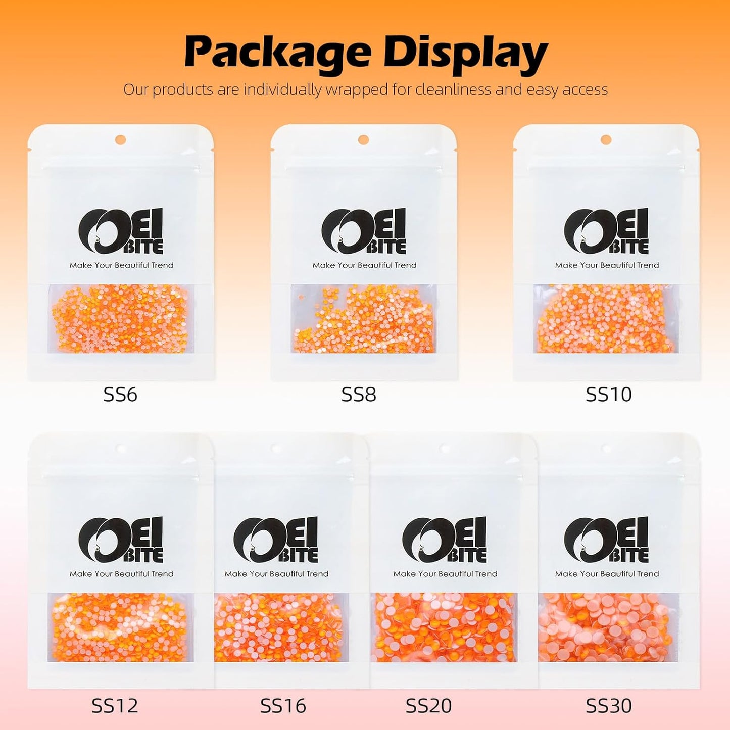 Neon Orange Flatback Rhinestones, Glass Rhinestones for Nail Art and Craft, Glue Fix, Loose Crystal Gemstones(Neon Orange, SS30, 288pcs, 6.4-6.6mm)