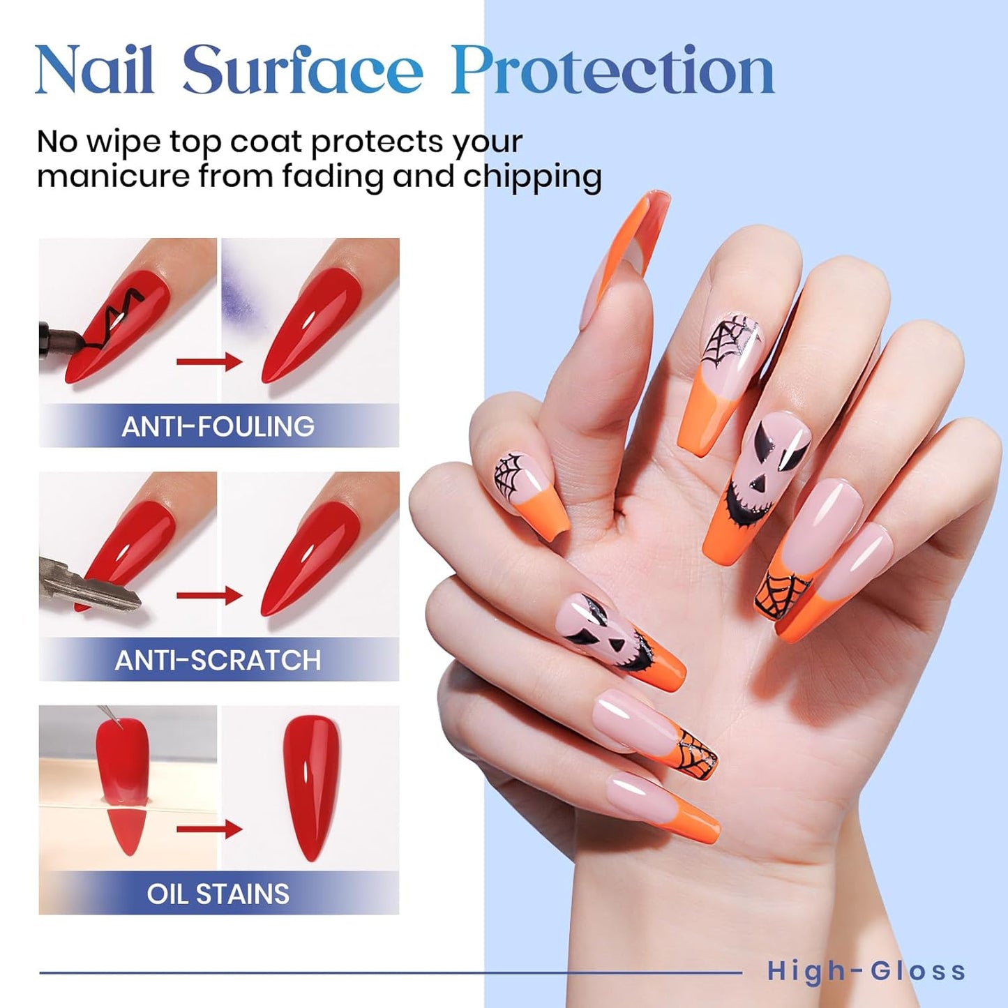 MIZHSE 100ML No Wipe Gel Top Coat - High Gloss Shine Finish Long Lasting Top Coat Nail Polish, Super Large Capacity Soak Off Nail Lamp Polish Finish with Brush & Brush Cleaner Gel, Gift Kit for Women