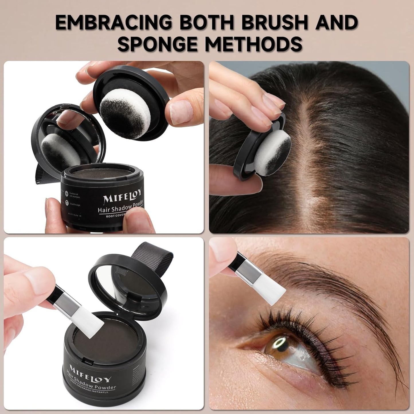 2 Pack Root Touch Up Shadow Powder, Gray Hair Cover Up, Women Color Root Coverage Powder for Thinning Grey Hairline, Men Instantly Concealer Hair Loss Beard Line Eyebrow, Gray