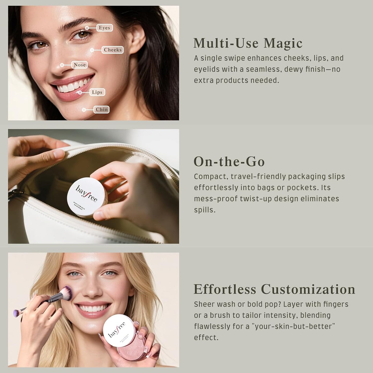 Multi Glow Balm Set, Cream Blush with Double-ended Brush, Radiant Finish, Hydrating, Creamy, Radiant Finish, Lightweight & Blendable Color, Face Balm