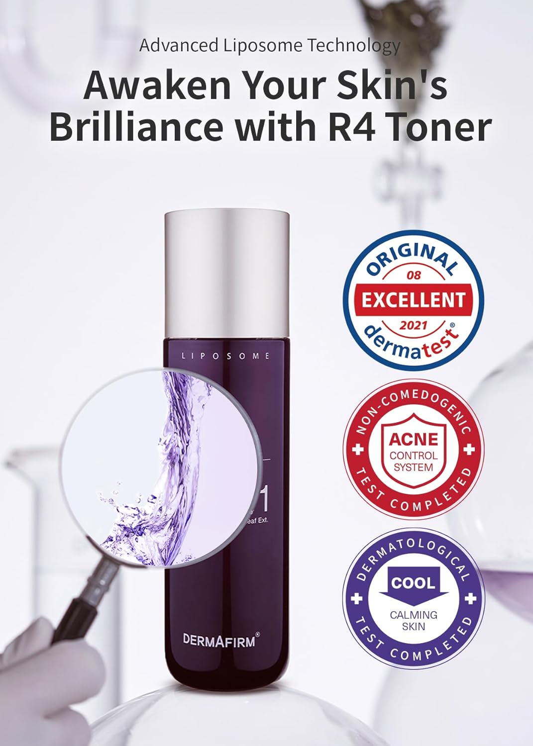 Ultra Soothing Face Toner R4 w/Azulene 17 Amino Acids Hyaluronic Acid & Perilla Leaf | Soothing Facial Toner for Cooling & Restoring of All Skin Types No Animal Trials No Paraben 6.76 fl oz
