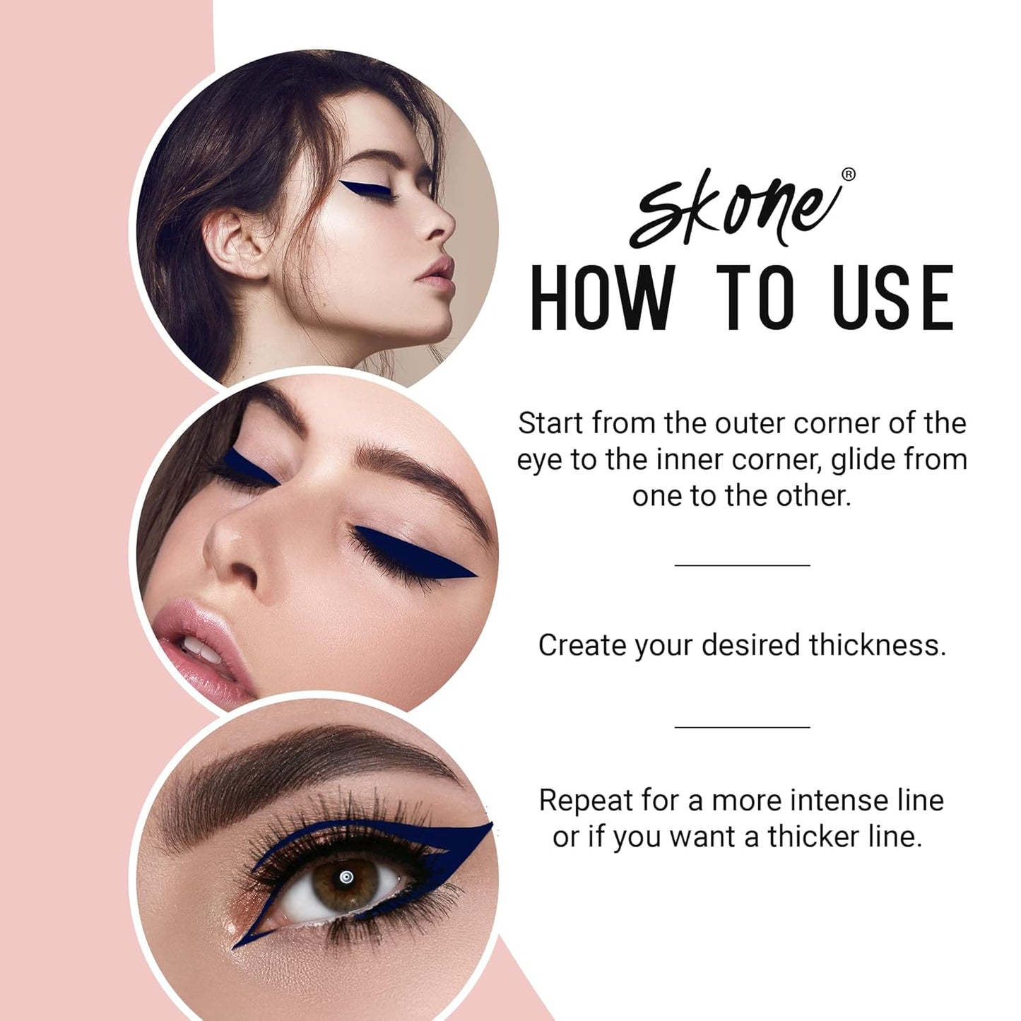 Skone Cosmetics Insanely Intense Tattooed Eyeliner Pen - Waterproof Liquid Eyeliner, Long Lasting, Sweat Proof, Smudge Proof Felt Tip Liquid Eyeliner - Pigmented Eye Liner Makeup - Navy (0.07oz)