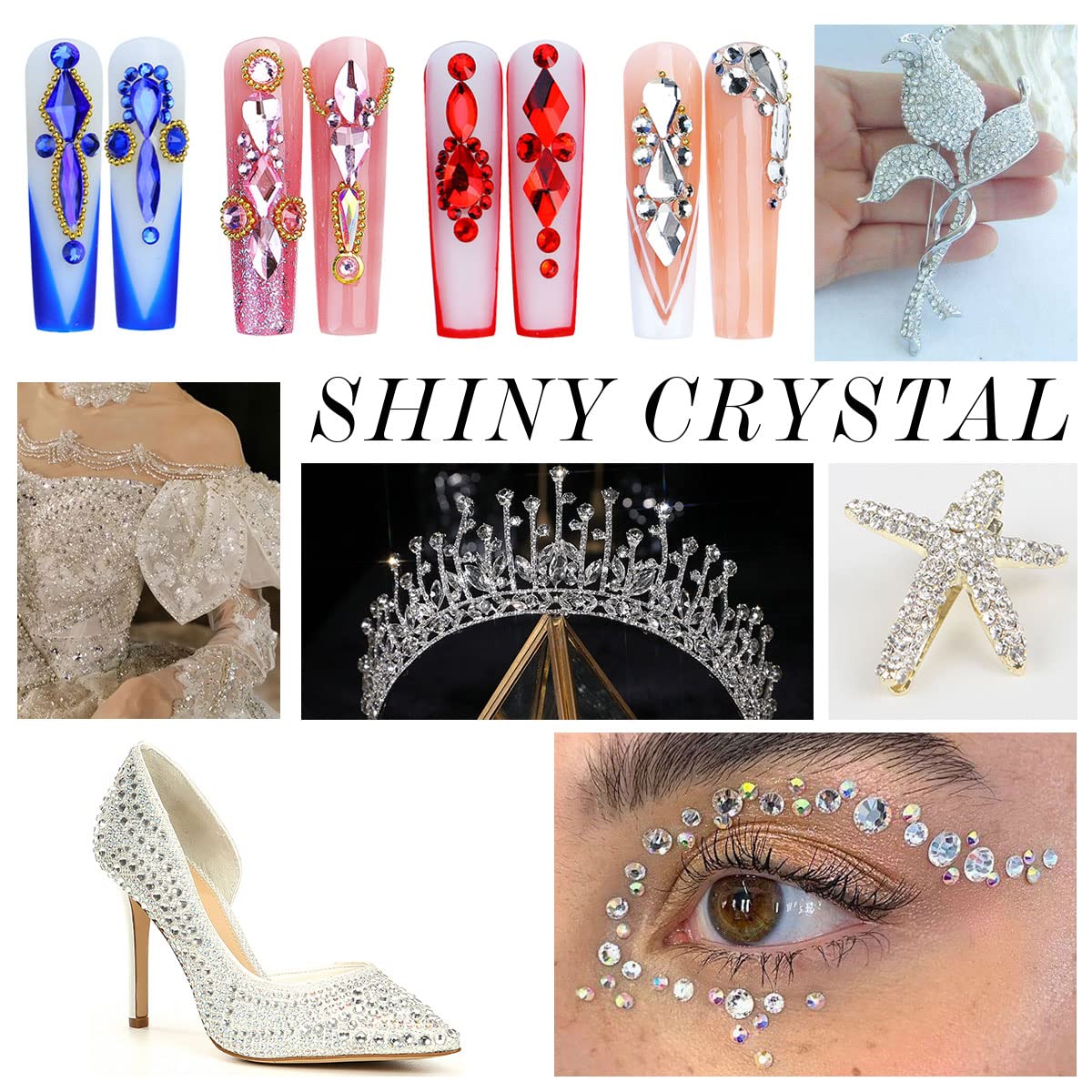 1440Pcs White Crystal Rhinestones,Glass Flatback Rhinestones Gemstones Small for Nail Face Makeup Art Crafts Clothes Decoration -(SS10,2.8mm,White)