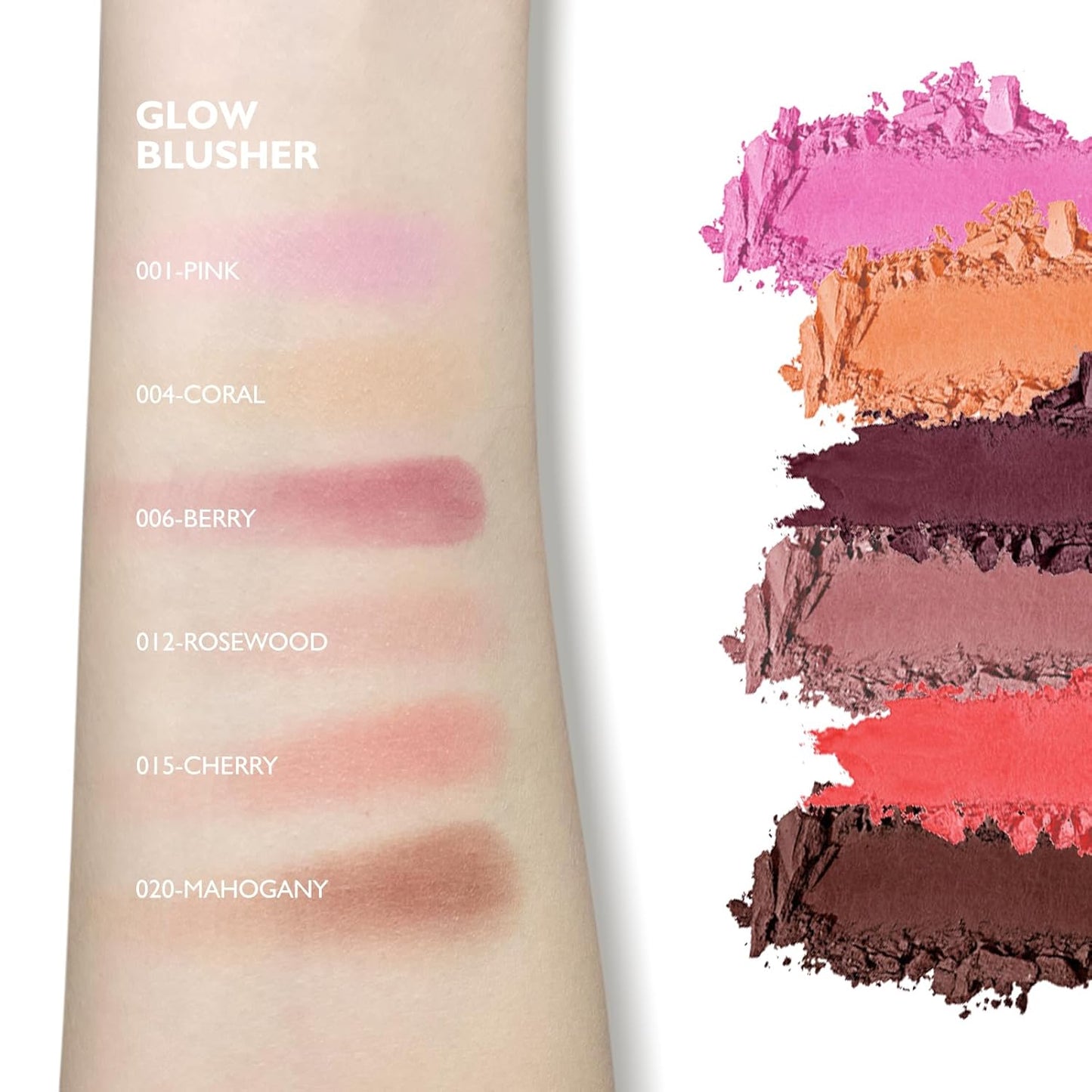 KYDA Powder Blush, Radiant Glow Face Blusher, Blendable Formula, Lasting Moisturizing, Ultra Fine Lightweight Texture, Coral