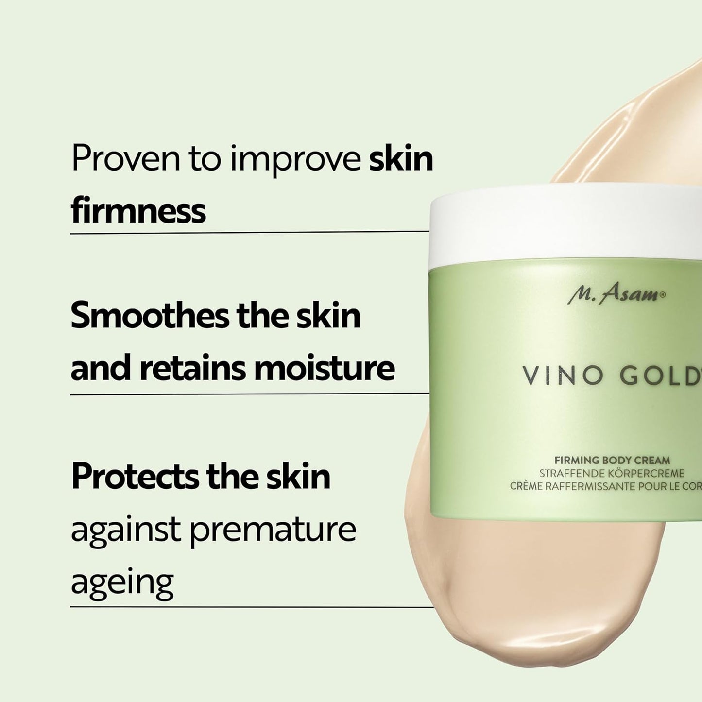 M. Asam VINO GOLD Firming Body Cream (16.9 Fl Oz)- anti-aging body care for smooth skin, lotion for women with aloe vera, cocoa butter, caffeine, vitamin E & vitamin B3, vegan personal skin care.