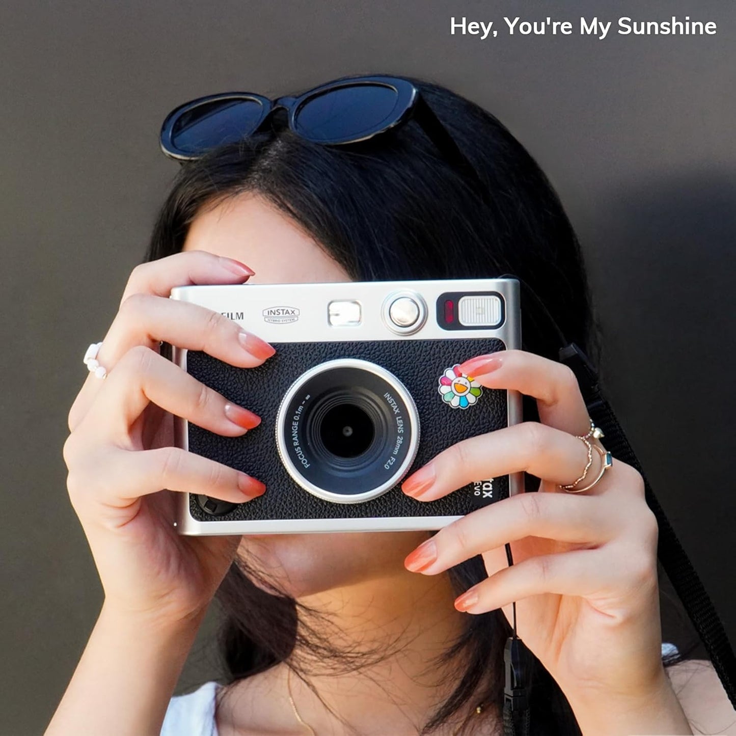 Semi Cured Gel Nail Strips | No LED Lamp Needed | Ombre, Orange, Spring | Easy Apply & Remove, Salon Quality |Includes 28 Strips, 1 Prep Pads, Nail File & Wooden stick - Hey, You're My Sunshine