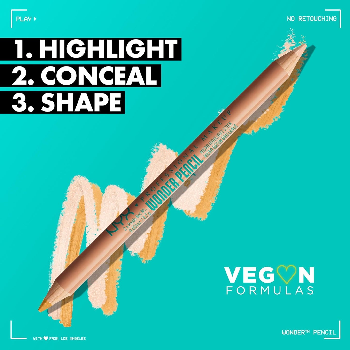 NYX PROFESSIONAL MAKEUP Wonder Pencil, Multi-Use Micro Highlighter & Concealer Stick - Light