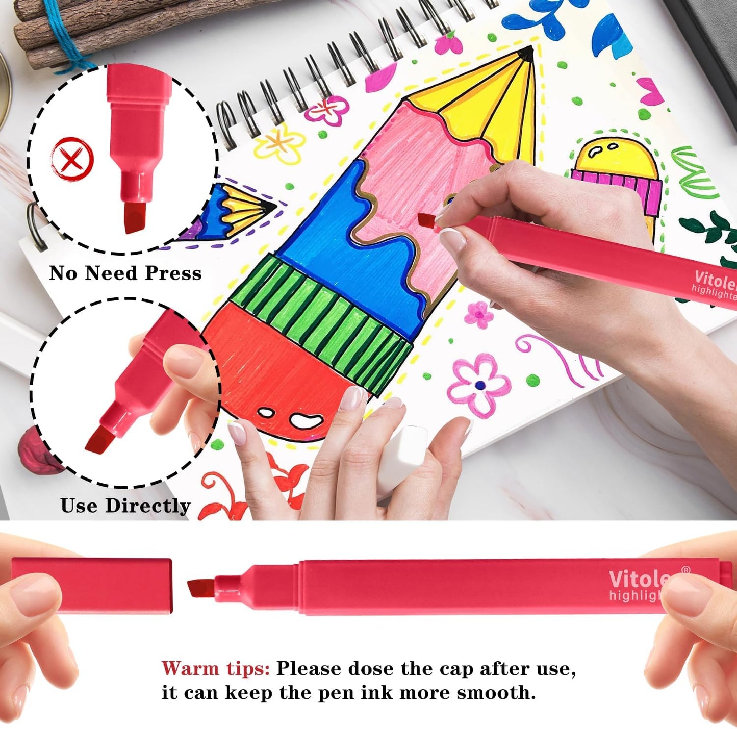 Aesthetic Highlighters, 8 Pack Assorted Colors,Pastel Highlighters Set, Bible Journaling Highlighter for Marker, Colored School Supplies