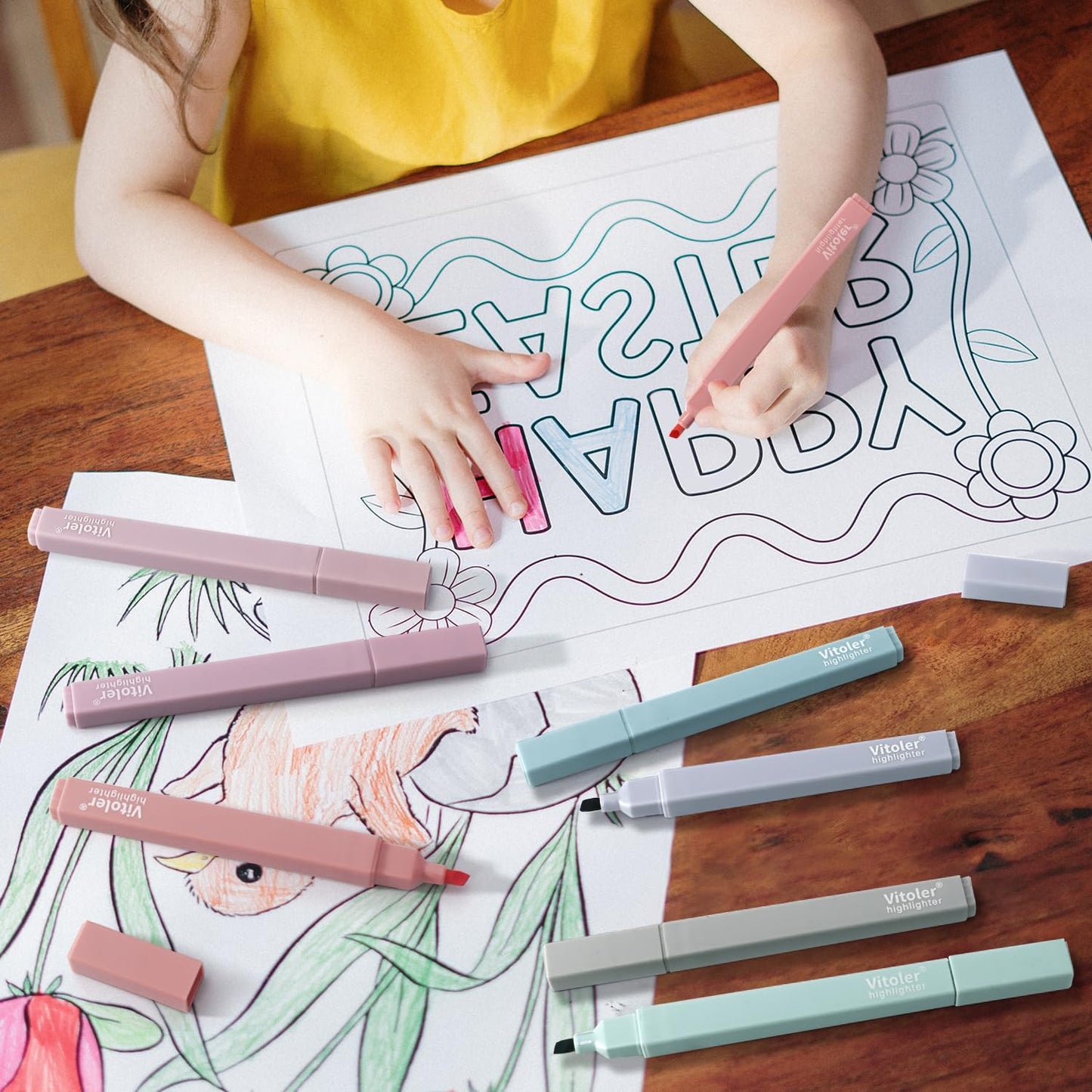 Vitoler Pastel Highlighters,8pcs Cute Highlighters with Chisel Tip,No Bleed Bible Highlighter,Multicolor High lighters for School Supplies