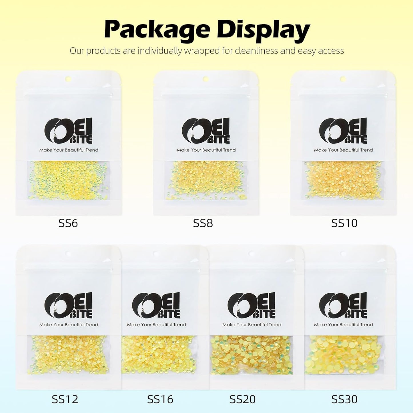 F Yellow Flatback Rhinestones, Glass Rhinestones for Nail Art and Craft, Glue Fix, Loose Crystal Gemstones(F Yellow, SS12, 1440pcs, 2.9-3.0mm)