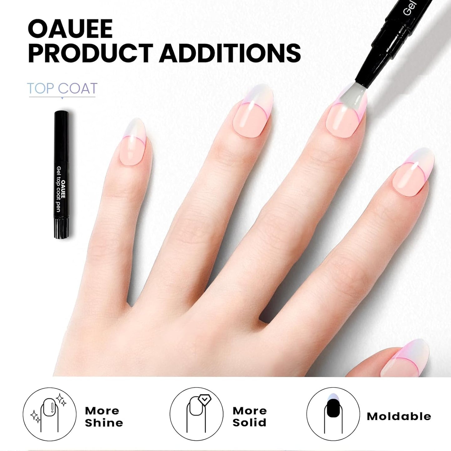 Semi Cured Gel Nail Strips | Built-In Gel Top Coat | UV Light Required | Salon Quality, Easy Application And Removal (Blush Ombre French)