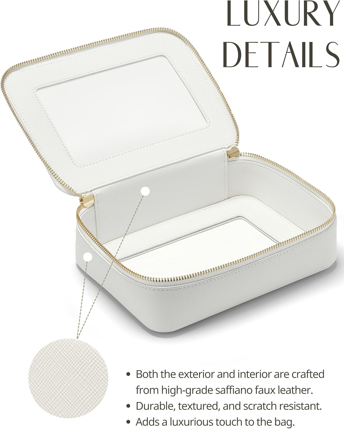 Popvibe Clear Makeup Bag Travel Cosmetic Case Transparent Toiletry Bag with Zipper, Portable Make Up Organizer Traveling Compact Car Bag for Essentials