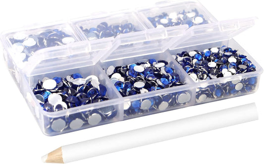 Multi Size 3mm 4mm 5mm Rhinestones Set for Nails Crafts Sapphire Non Hotfix Rhinestones Nail Gems Rhinestone Round Flat Back Resin Rhinestone for Makeup Clothes Shoes Eyes Bottles Crafts