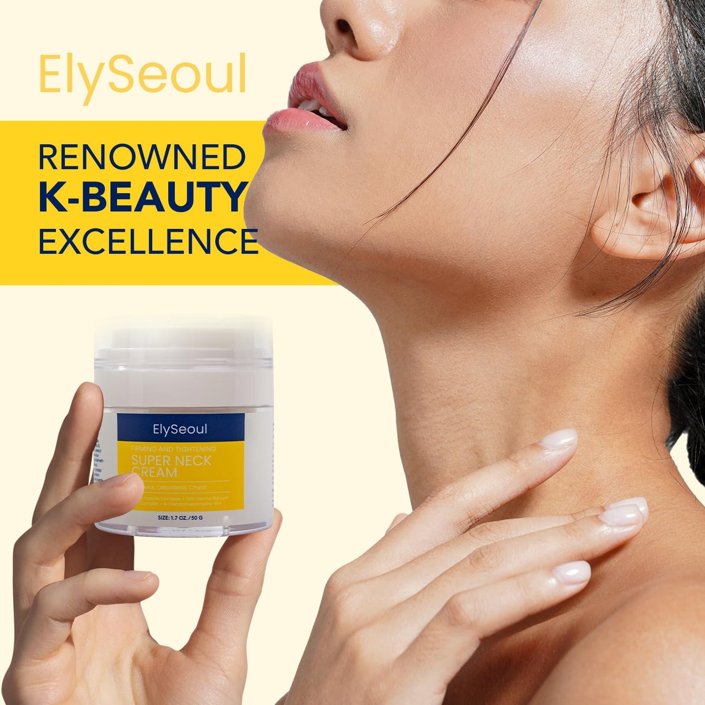 Korean Neck Cream for Firming & Tightening: Neck & Chest Anti-Aging Treatment for Crepey Sagging Skin & Wrinkles