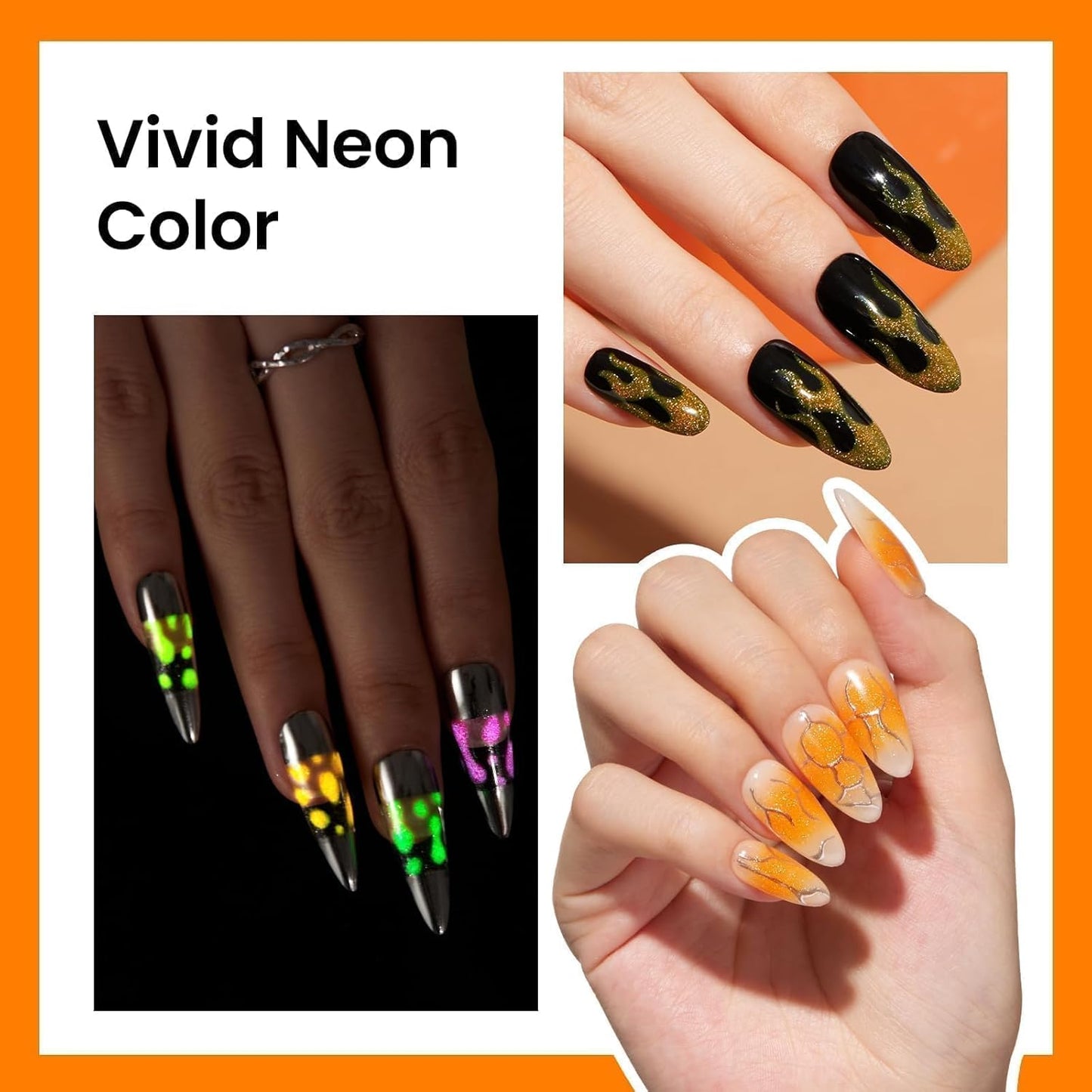 Beetles Halloween Gel Nail Polish – Luminous Orange Glow in the Dark Gel Polish, Soak Off Uv LED Nail Lamp Halloween Nail Art Manicure Salon DIY Home 0.5Oz