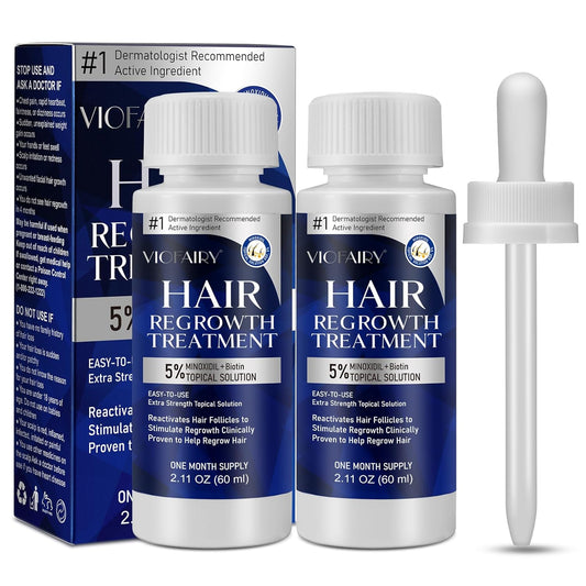 5% Minoxidil for Men and Women, Hair Regrowth Treatment for Thinning Hair and Hair Loss, Topical Solution - 2 Months Supply - Dermatologist recommended (Pack of 2)