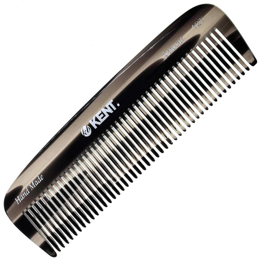 Kent 12T G Wide Tooth Detangling and Grooming Comb - Handmade Pocket Comb for Thick, Curly, Wavy Hair - Large Tooth Hair Detangler for Beard and Mustache - Saw-Cut and Hand Polished