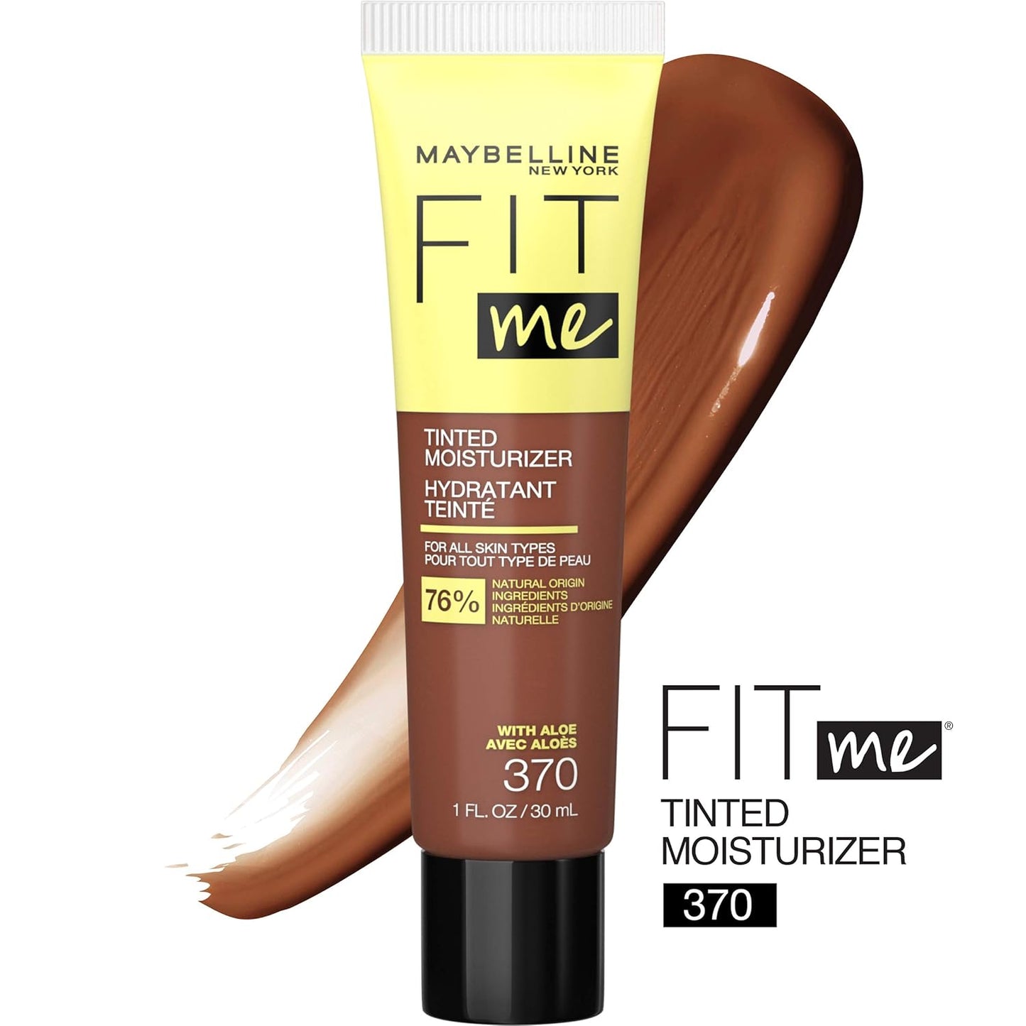 Maybelline Fit Me Tinted Moisturizer, Natural Coverage, Face Makeup, 370, 1 Count