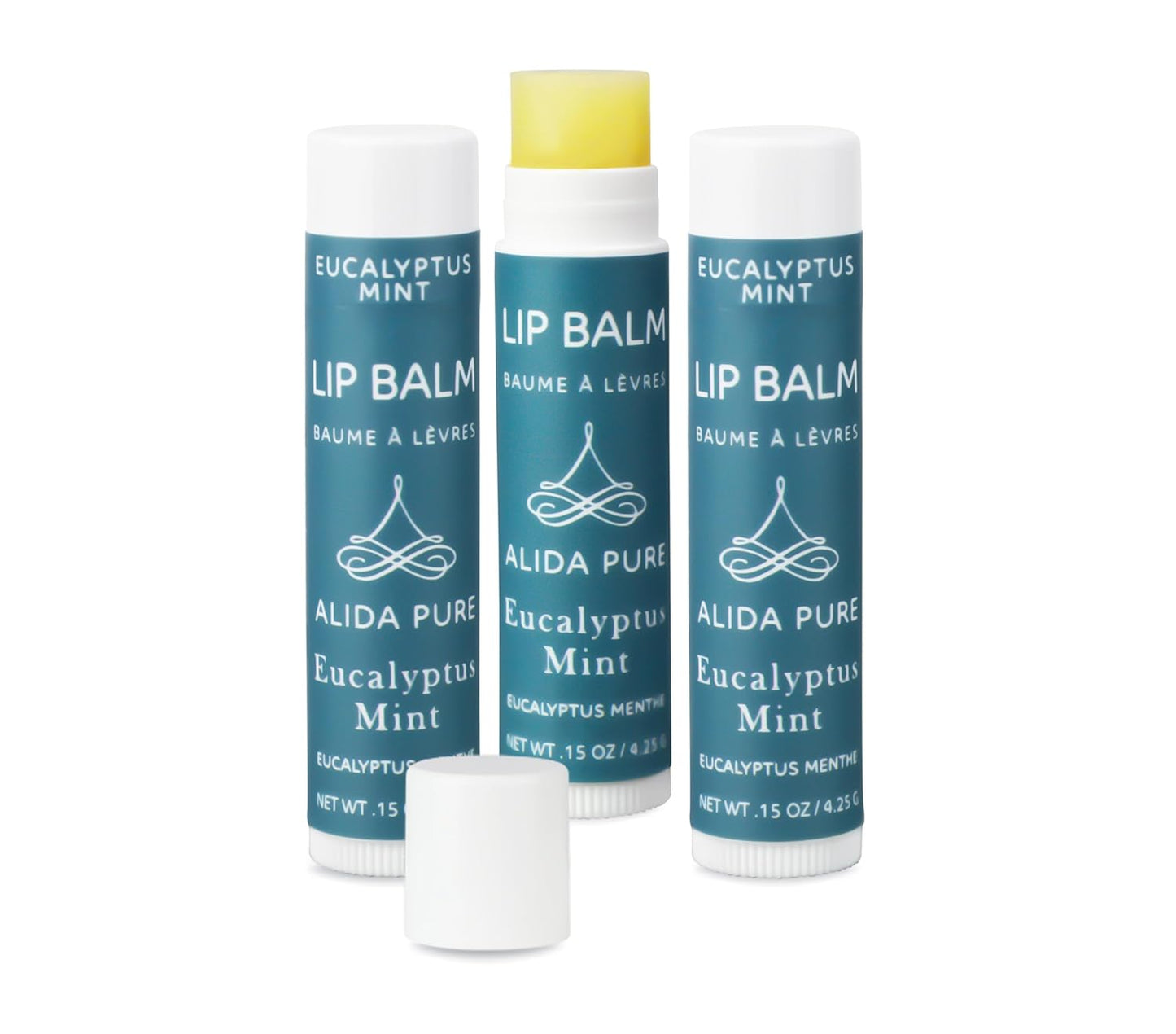Eucalyptus Mint Lip Balm Collection, Vegan Set, Beeswax Free, with Organic Jojoba and Avocado Oil, Vitamin E, Natural Moisturizer for Dry, Chapped Lips, 3 Tube Set