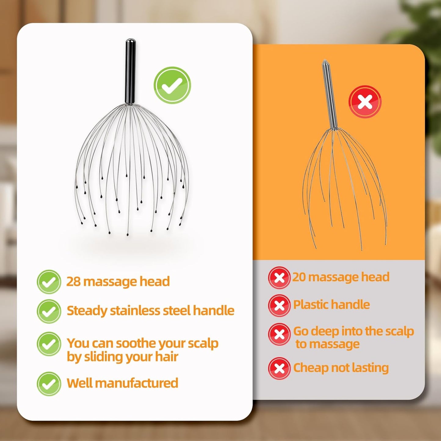 YEZY Head Massager 28 Fingers Head Scratcher Scalp Massager, Back Scratcher, Stocking Stuffers for Scalp Massage Back Massage (Black)