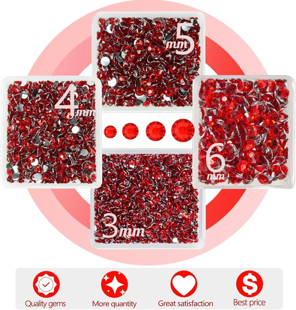 Red Crystal Resin Rhinestones w B7000 Jewelry Glue for Bedazzling Crafting Siam Red Flatback Stones 3mm 4mm 5mm 6mm Ruby Red Diamonds Crystals Gems Charms for Nails Face Makeup Tumblers Crafts