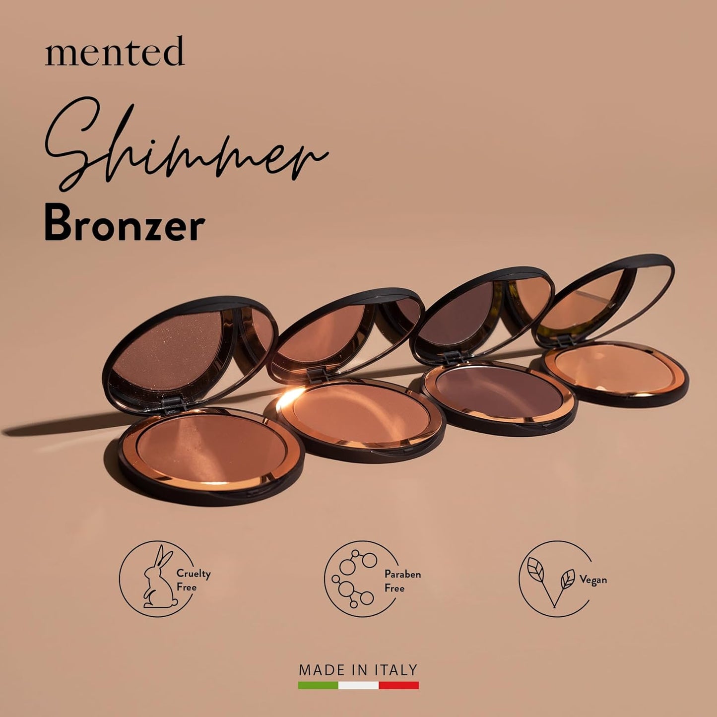 Mented Cosmetics Made in Italy, Cruelty Free Makeup, Vegan, Paraben Free, Shimmer Bronzer, Highlighter Bronzing Powder Palette for Face with Vitamin E + A, 0.35oz/10g, Yacht Life