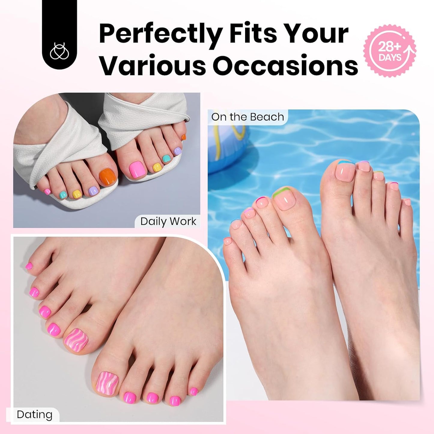 Beetles Toe Nail Tips Square for Big Toes - 15 Sizes 180 Pcs Long Wider Full Cover Toenail Tips Fake Acrylic Pre-etched Double Matte Nail Extensions, Press on Toe Nails for Wide Nail Beds