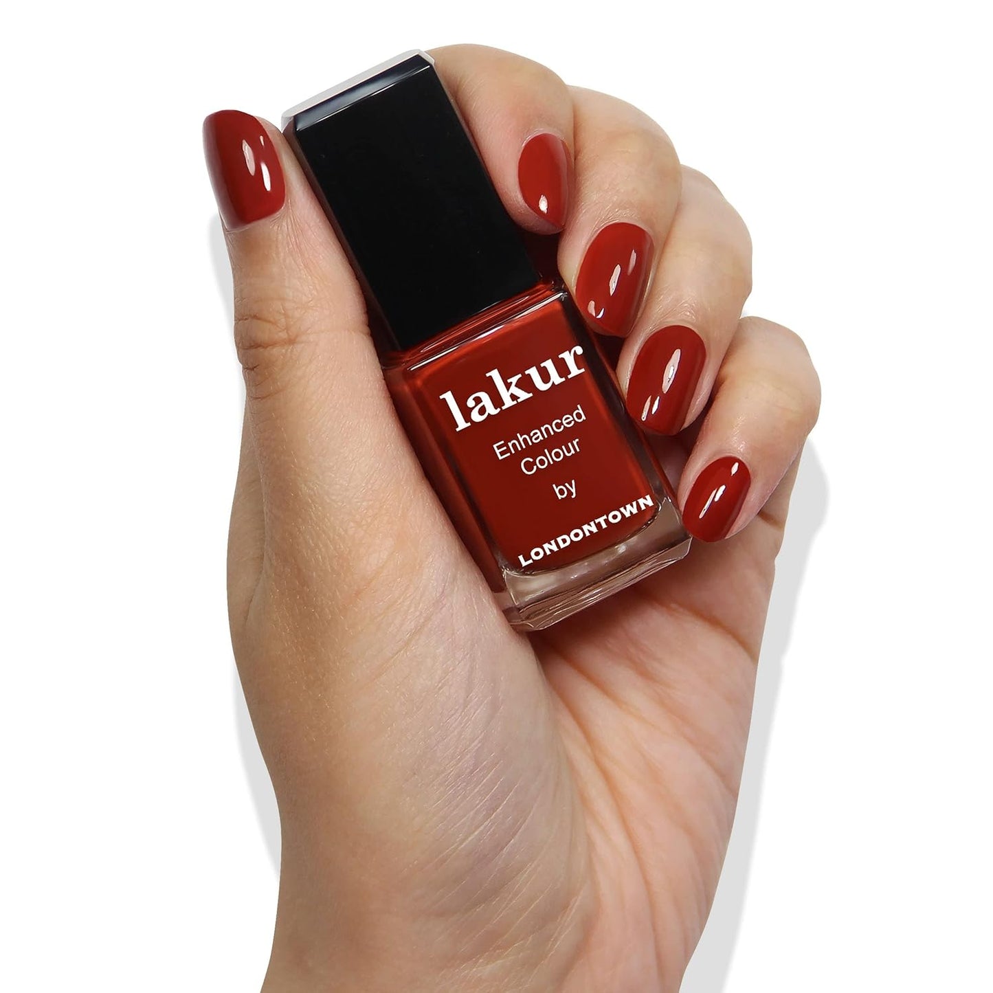 LONDONTOWN lakur Nail Polish - Chip-Resistant, Non-Toxic, Conditions & Hydrates Nails | Glossy Rich Red-Brown, Woodstock, .40 fl oz