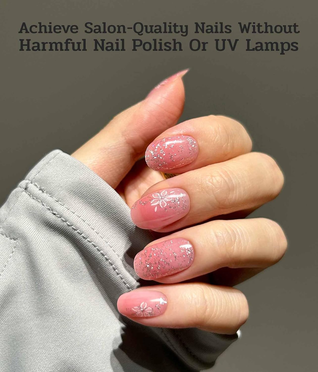 Nail Polish Strips - 22 Pcs Salon Quality Gel Nail Stickers - Long Lasting Wraps (Hellebore Flower Pink)