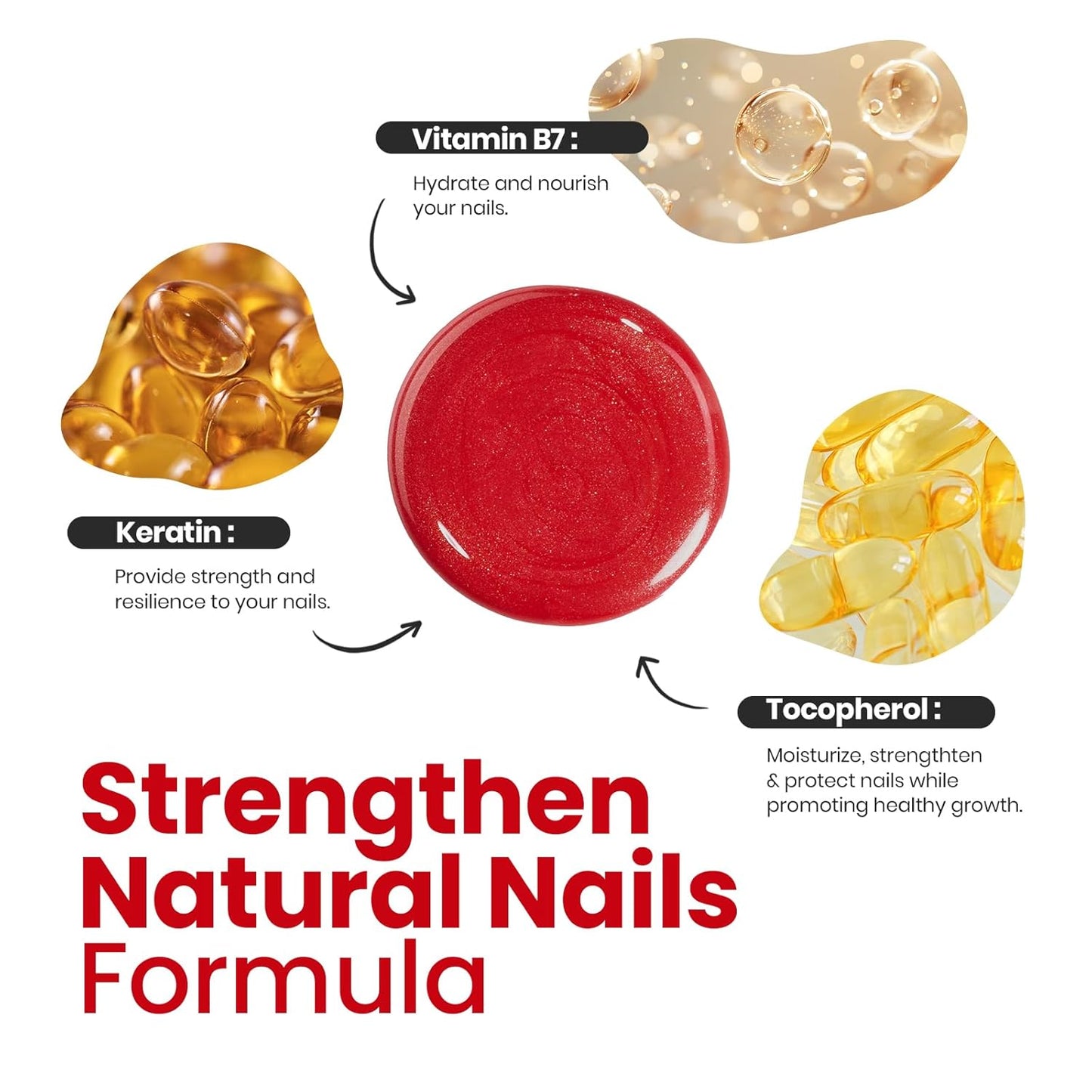 Beetles Red Nail Polish 15ML Quick Dry Glitter Fingernail Polish 4th of July DIY Salon for Women