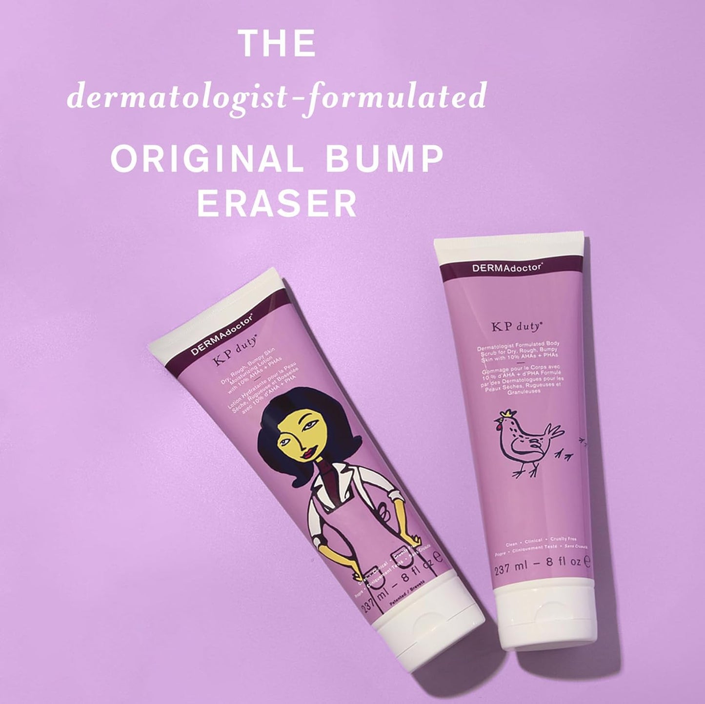 DERMAdoctor KP Bump Eraser Body Scrub and Lotion Kit Dermatologist Formulated Exfoliant | Keratosis Pilaris Treatment For Dry And Bumby Skin 10% AHAs + PHAs