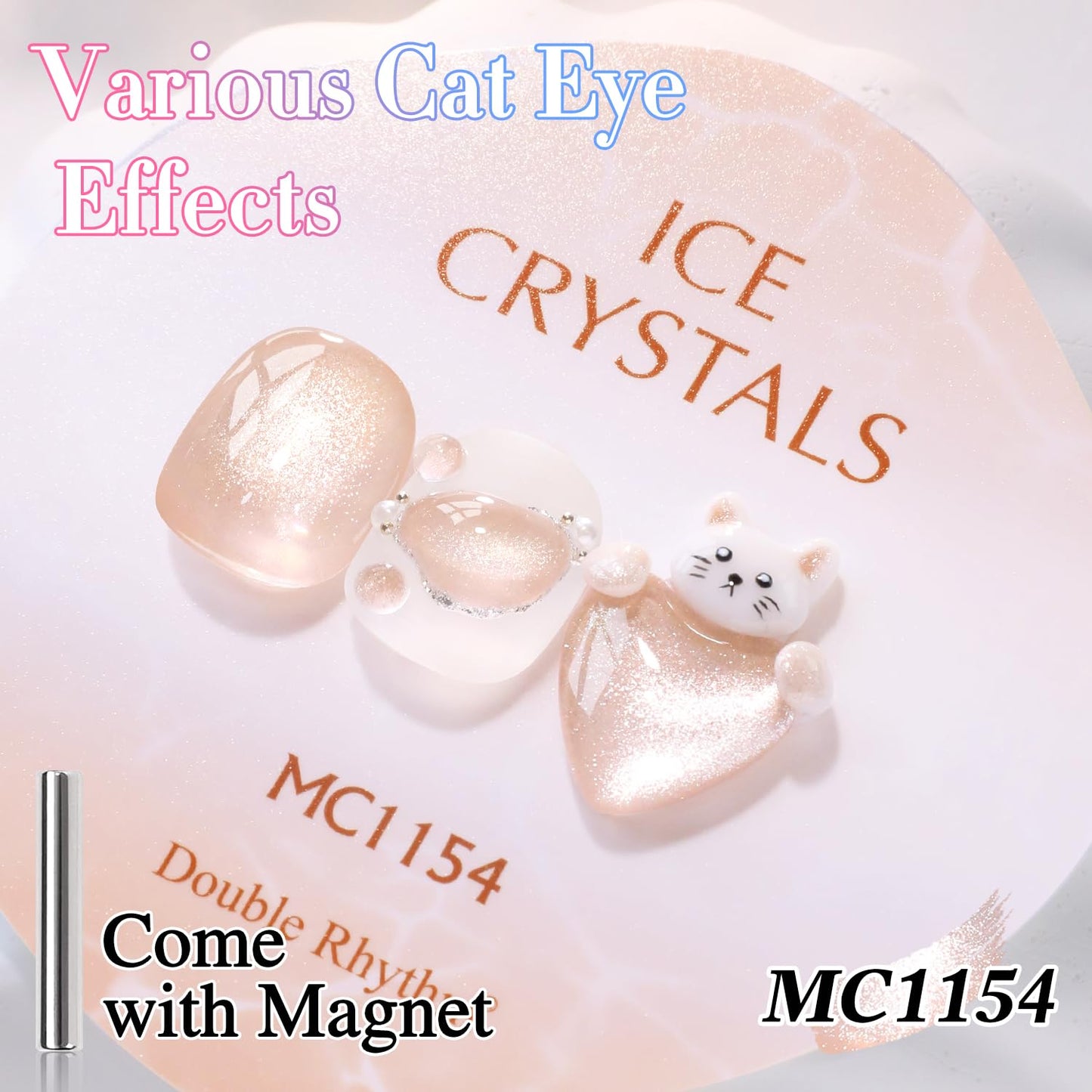 Double Rhythm 0.5 Oz Cat Eye Gel Polish with Magnet Same Color Same Bottle Holographic Glitter Shimmer Translucent Color Salon 15 ML Magnetic Nail Art (Nude Pink-MC1154)