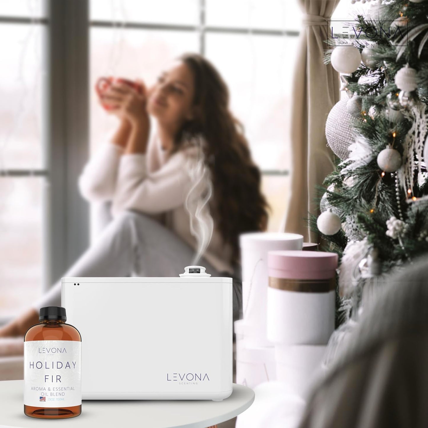 Levona Scent Christmas Essential Oils for Diffuser: Holiday Fir Essential Oil for Diffusers for Home - Essential Oils with Notes of Sandalwood & Amber Oil - Winter Fir and Balsam Fragrance - 700Ml