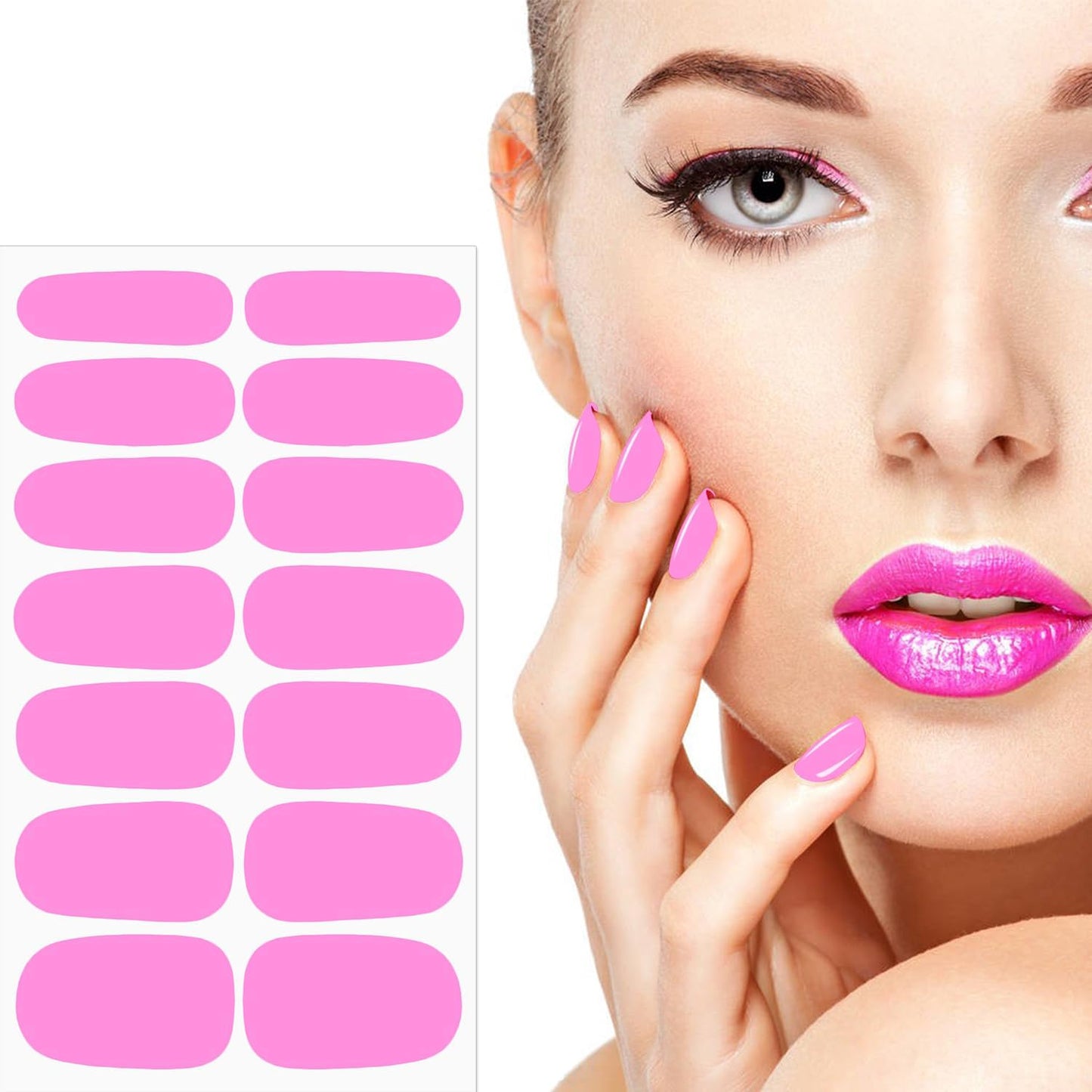 JERCLITY 196 Pieces 14 Sheets Fluorescence Solid Color Nail Polish Strips Vibrant Color Nail Wraps for Short Nails Nail Decals Self-Adhesive Nail Stickers Full Nail Wraps for Women Girls Nail Art