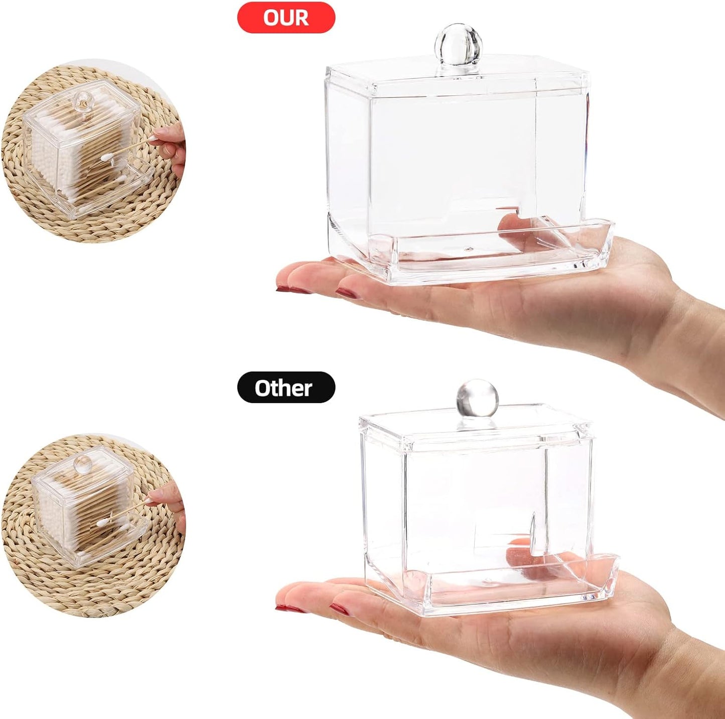 Tbestmax 2 Pack 10oz Qtip Dispenser Big Clear Qtip Holder, Bathroom Container Organizer Accessories Decor for Storage-Qtips Cotton Ball
