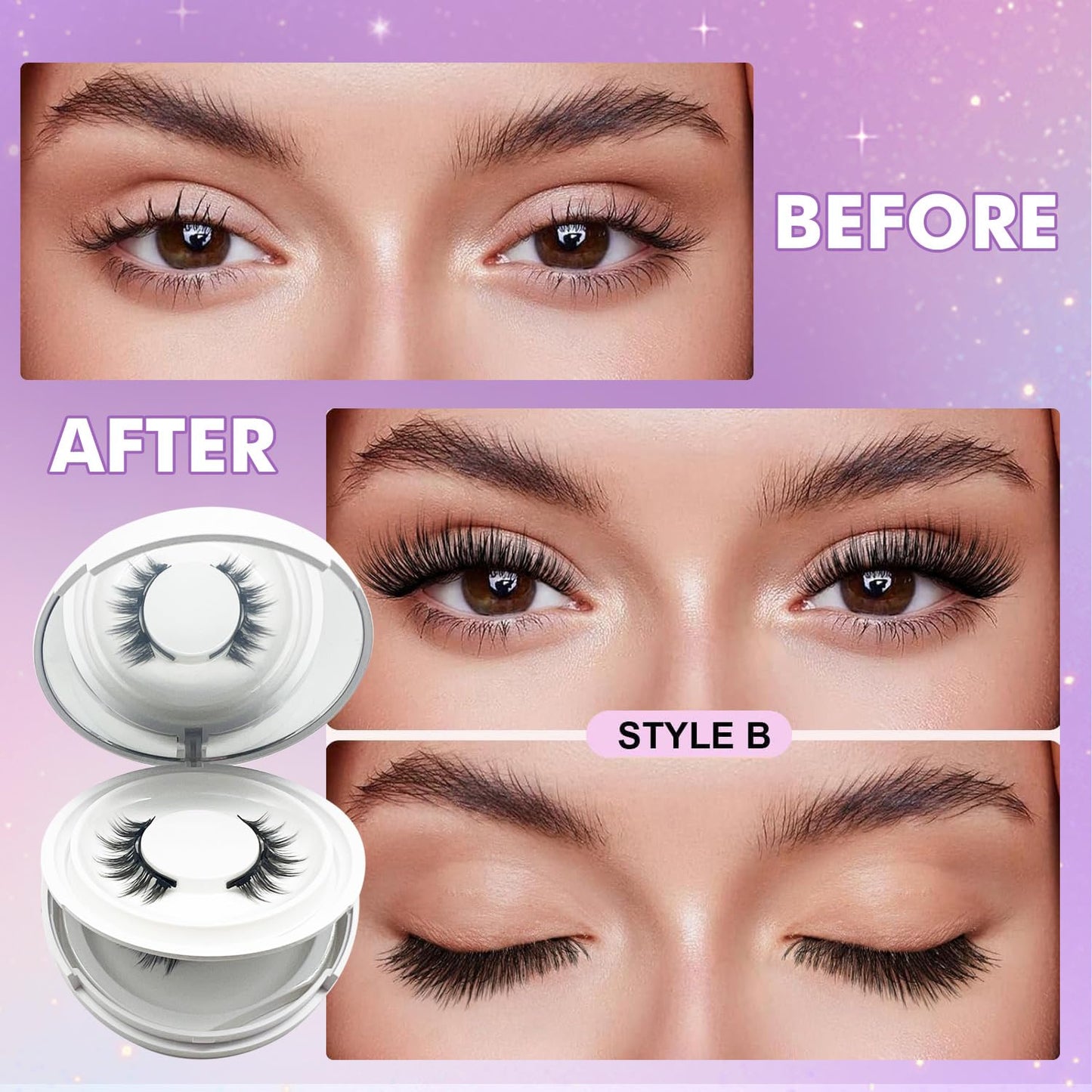 Elara Craft Magnetic Eyelashes with Applicator, Magnetic Eyelashes Natural Look,Reusable Magnet Lashes No Glue Needed Soft Lashes Kit(Fuller)