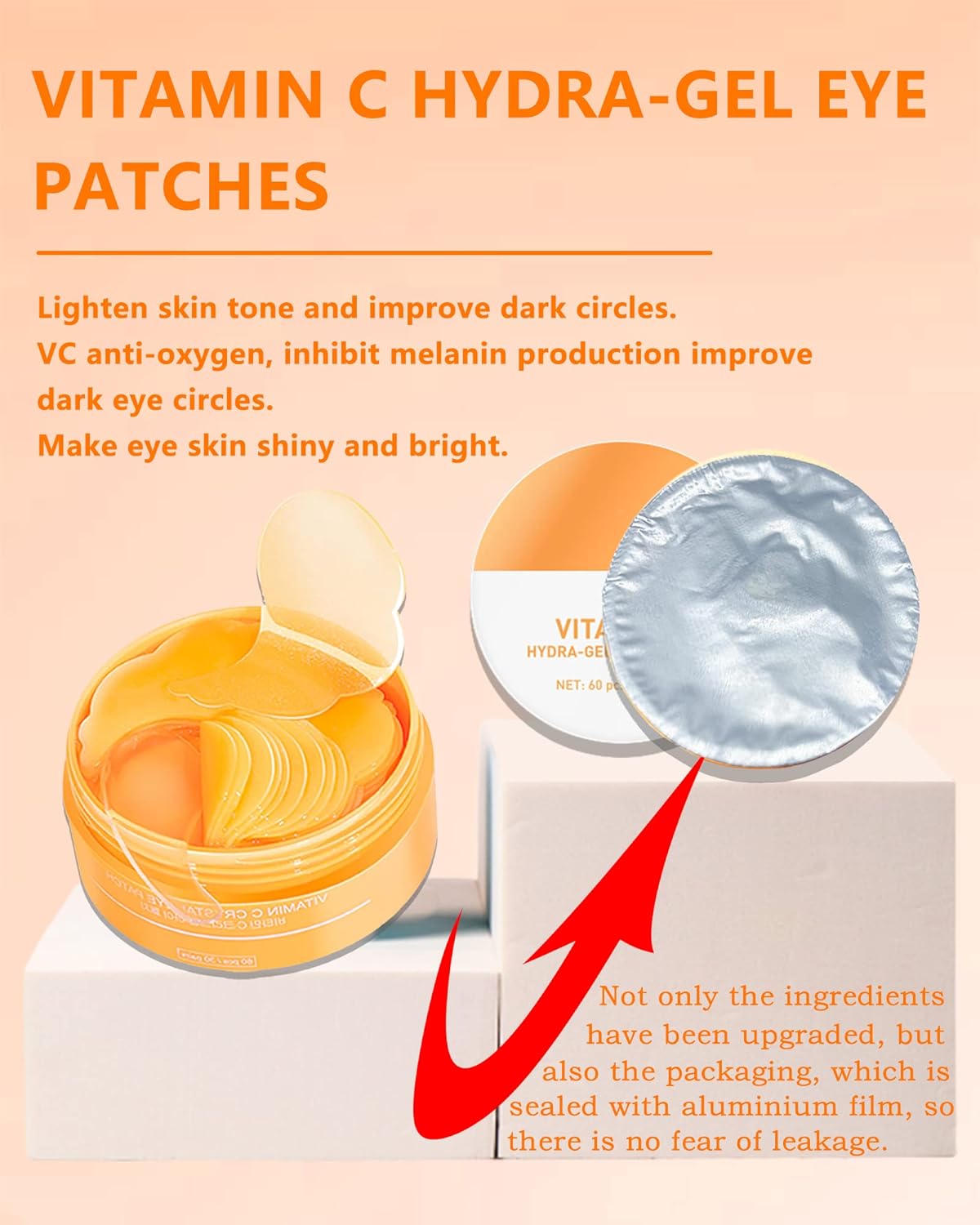 Under eye Gel Patches -Update 60Pcs Vitamin C Crystal Eye Gel Patch, Eye Mask for Puffy Eye, Dark Circle, Eye Bag, Puffiness, Wrinkle, Anti-Aging Eye Pads Treatment Mask, Thanksgiving Gift for Women