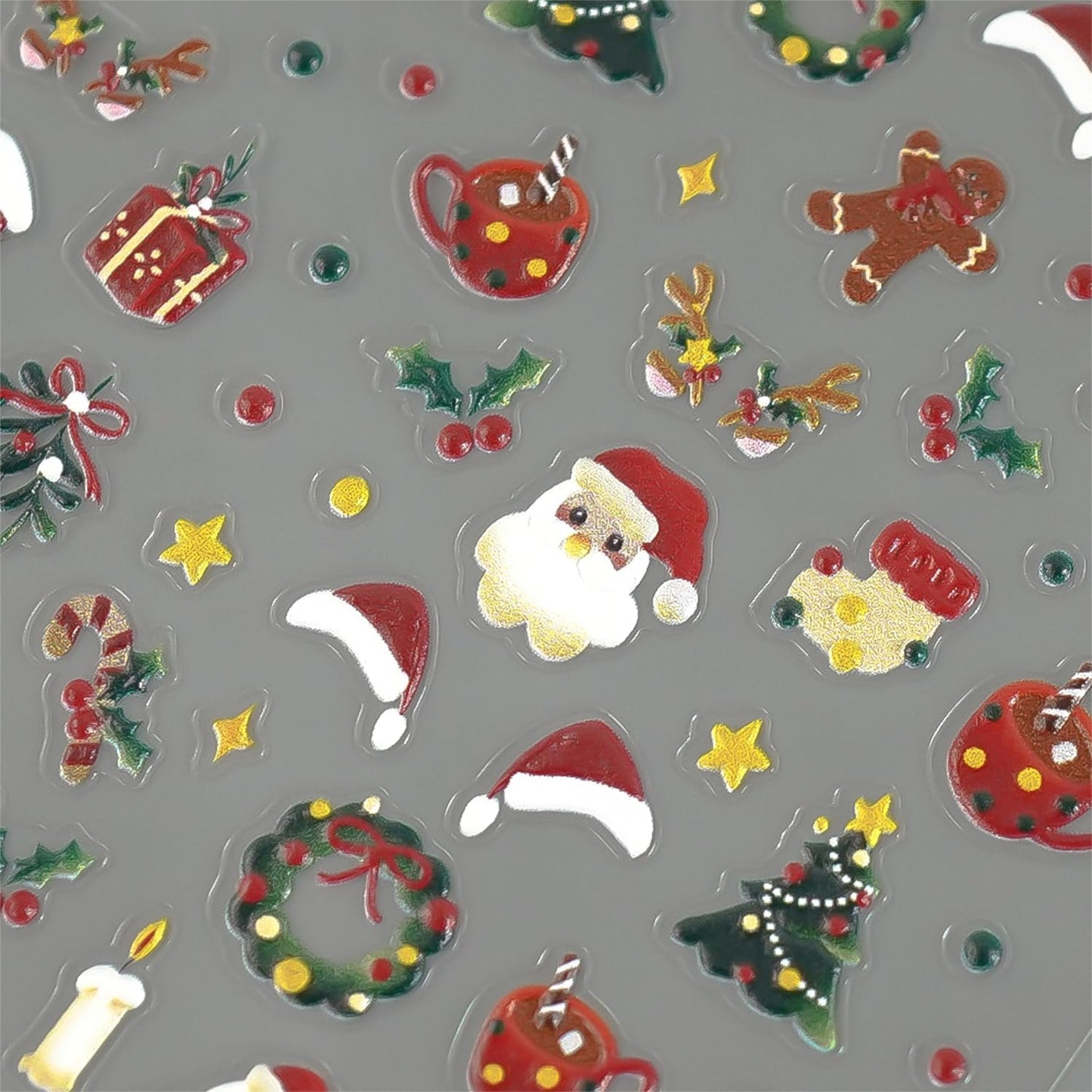 5D Embossed Christmas Nail Stickers for Nail Art Christmas Tree Santa Claus Nail Decals Self Adhesive Nail Design Christmas Nail Art Stickers New Year Nail Art Supplies for Women Girls 2 Sheets