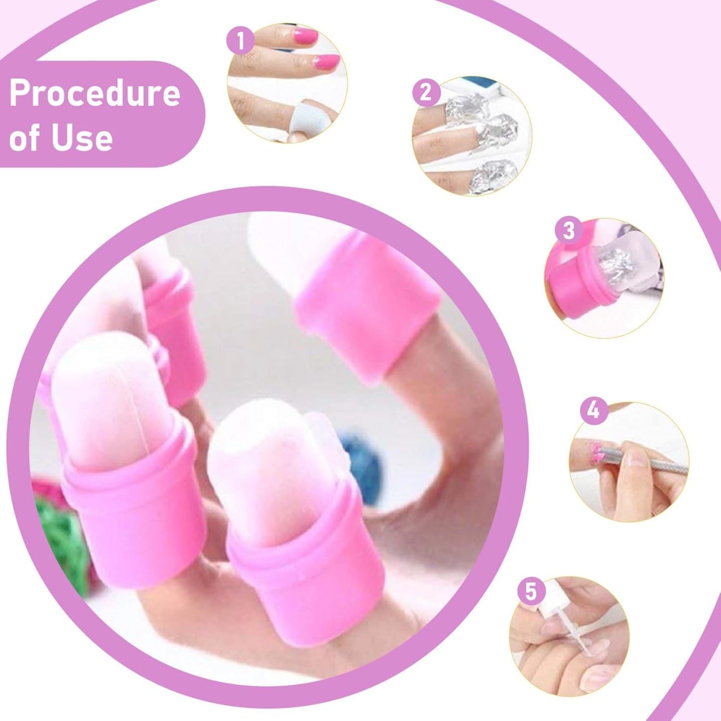 Nail Polish Remover 20Pcs Nail Soak Off Clips, Practical Convenient Polish Remover, Plastic Gel Soak Off Solvent Cleaner Wrap Clip Cap Tool