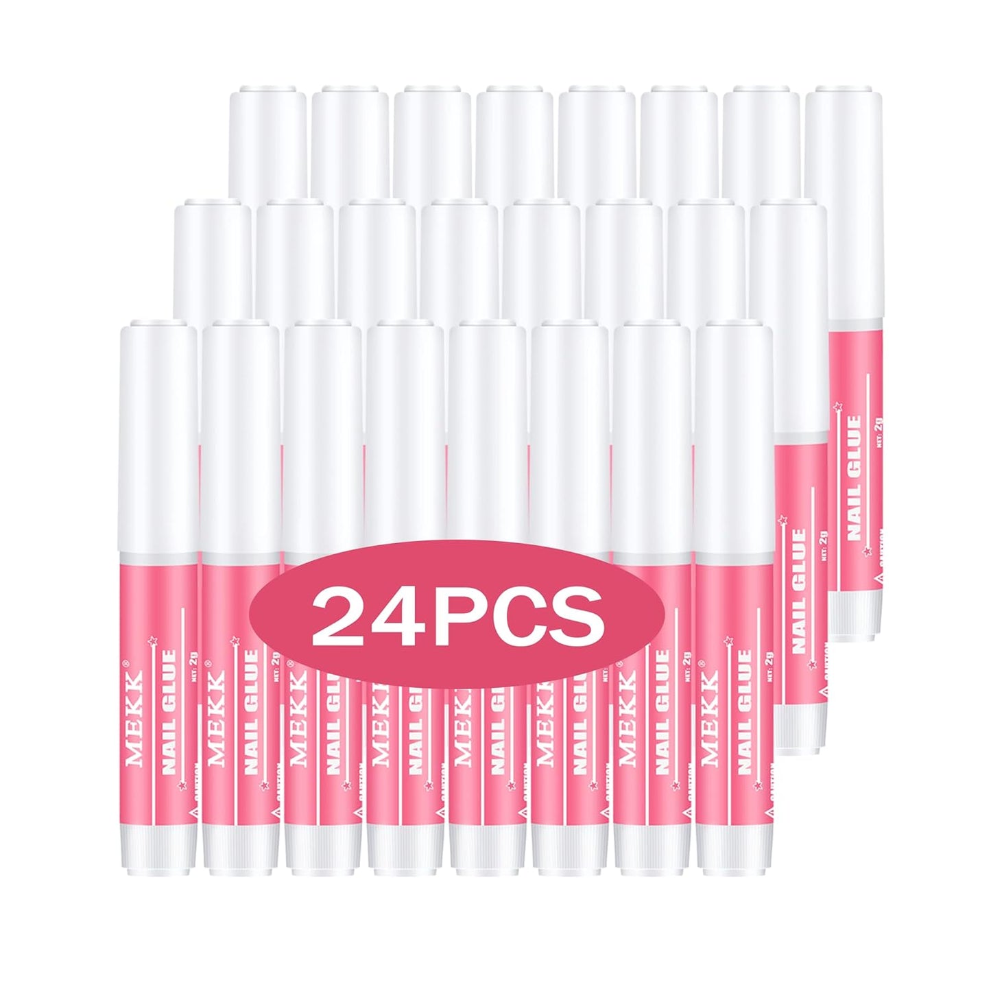 MEKK Nail Glue,Super Strong & Long-Lasting Nail Glue for Acrylic Nails,Press Ons & Nails Tips,Professional Adhesive for Nail Art Supplies,0.07OZ/PCS (24PCS)
