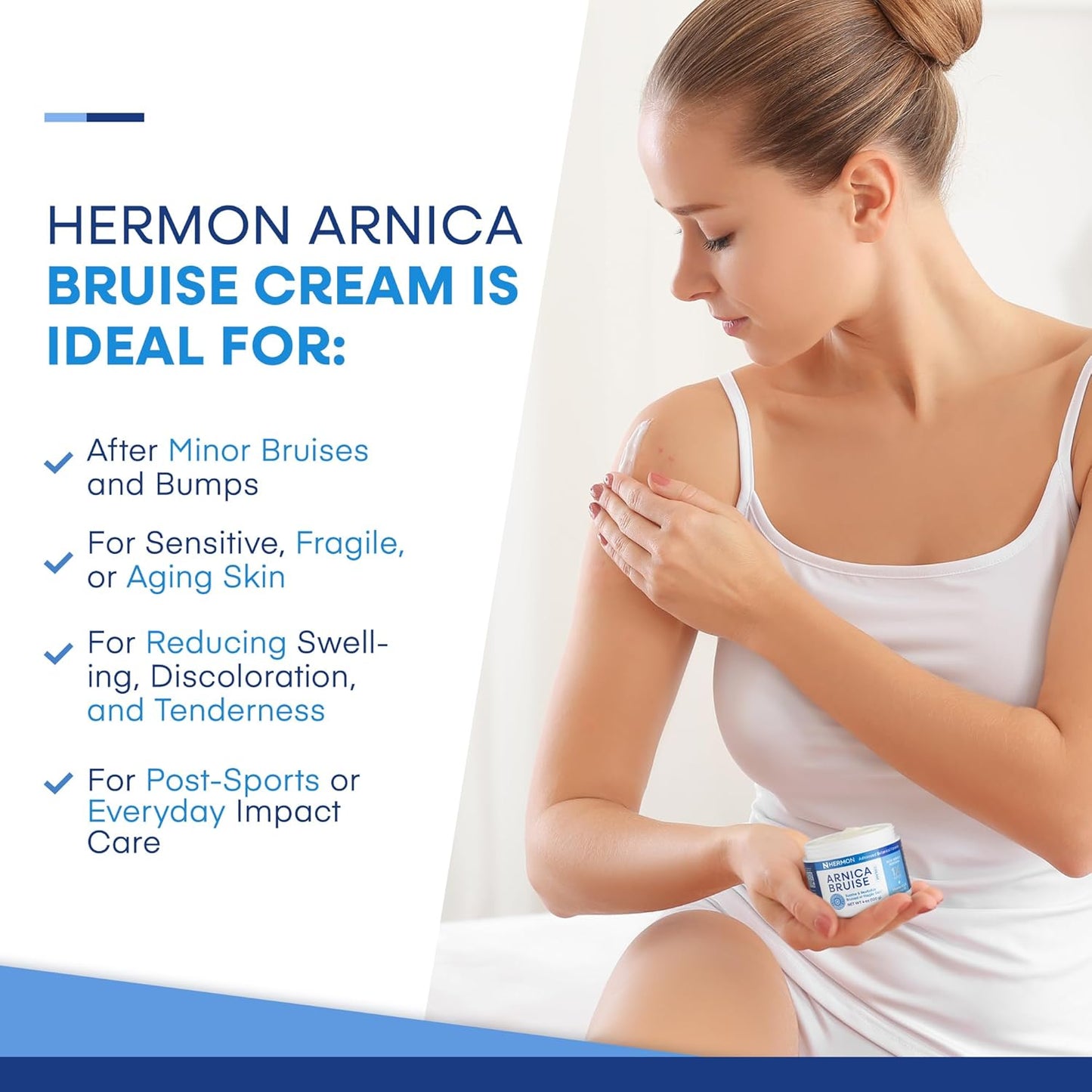 Hermon Arnica Bruise Cream Extra Strength: Fast-Acting for Bruising & Swelling on Thin Skin - High Strength Arnica Montana with Vitamins K, C & E–Hydrating Moisturizer for Face (4 oz(pack of 2))