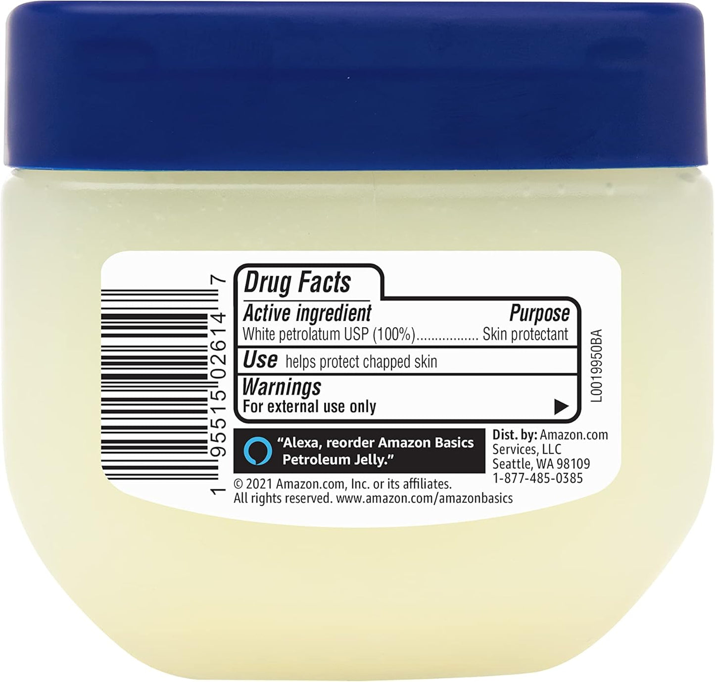 Amazon Basics Petroleum Jelly White Petrolatum Skin Protectant, Unscented, 7.5 oz, 4-Pack, (Previously Solimo)