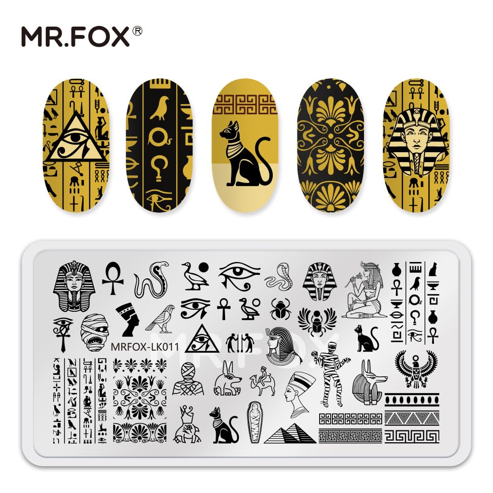 6 Pcs Nail Plates Stamping Set Rose Snake Butterfly Egyptian Cross Nail Art DIY Stamping Template