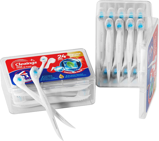 cleaings® Mini Disposable Toothbrush Set with Toothpaste – Travel Essentials, Portable Toothbrush for Women & Men, Camping, Road Trip, Vacation, 24 Count-Intense Mint Flavor（Pack of 1）