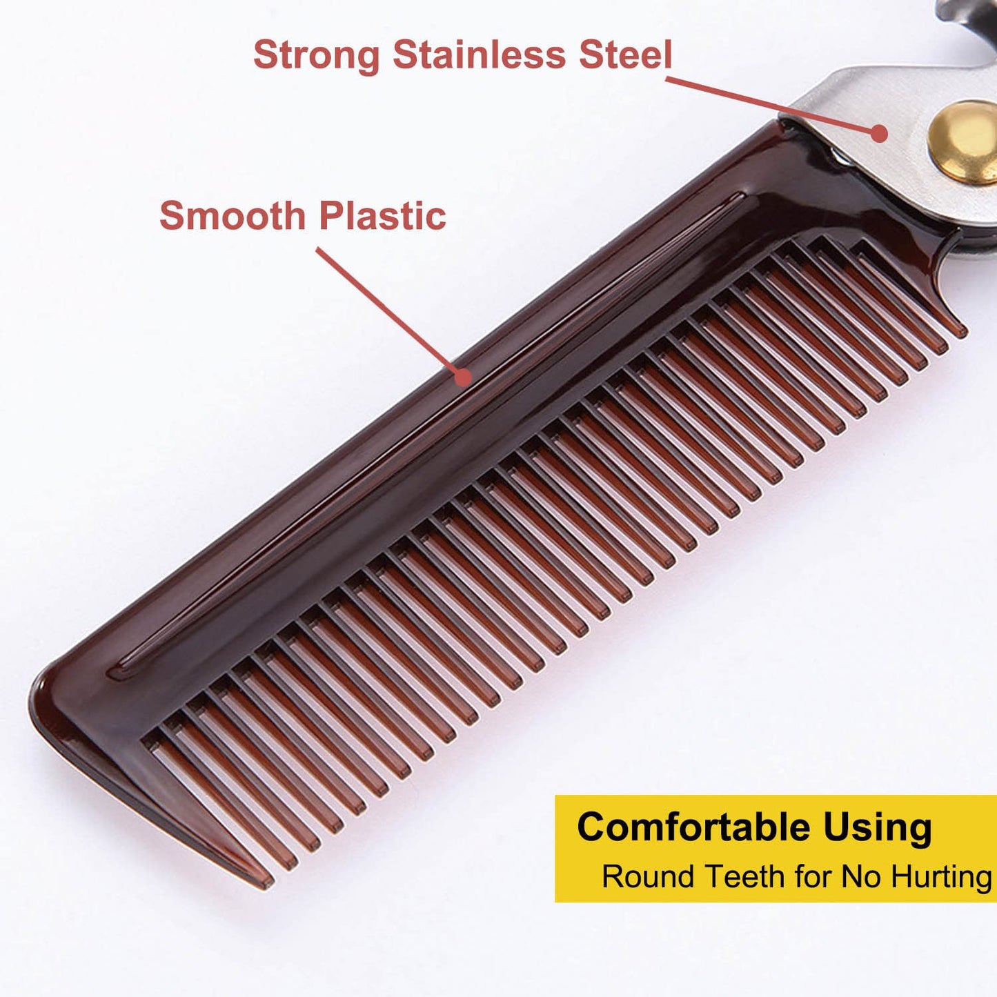 Stainless Steel Folding Comb, Pocket Comb for Men and Women, Silver